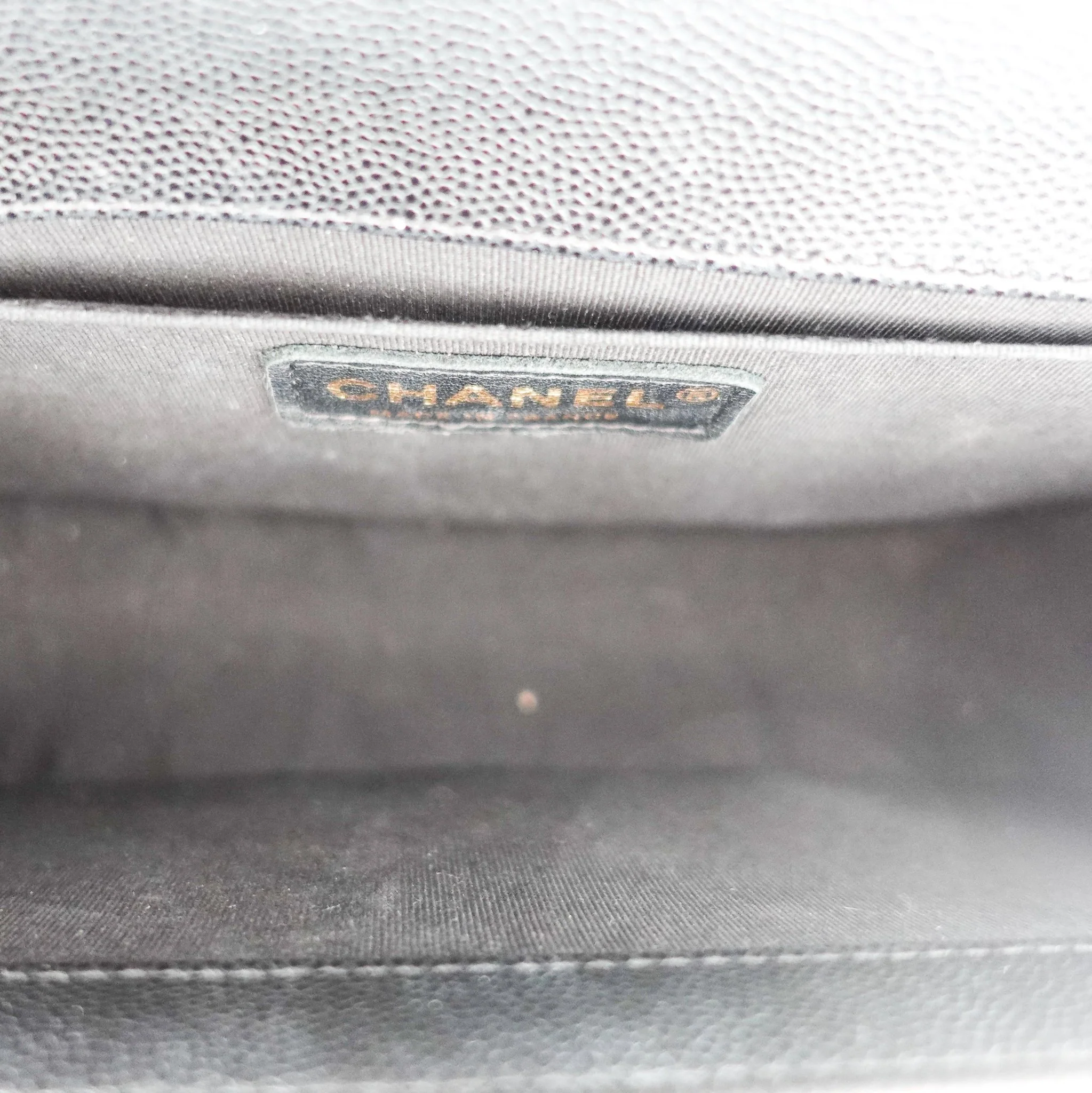 Chanel Medium Boy Bag in black caviar leather with gold CC clasp RRP £6,000 | Authentic Preloved - Image 8