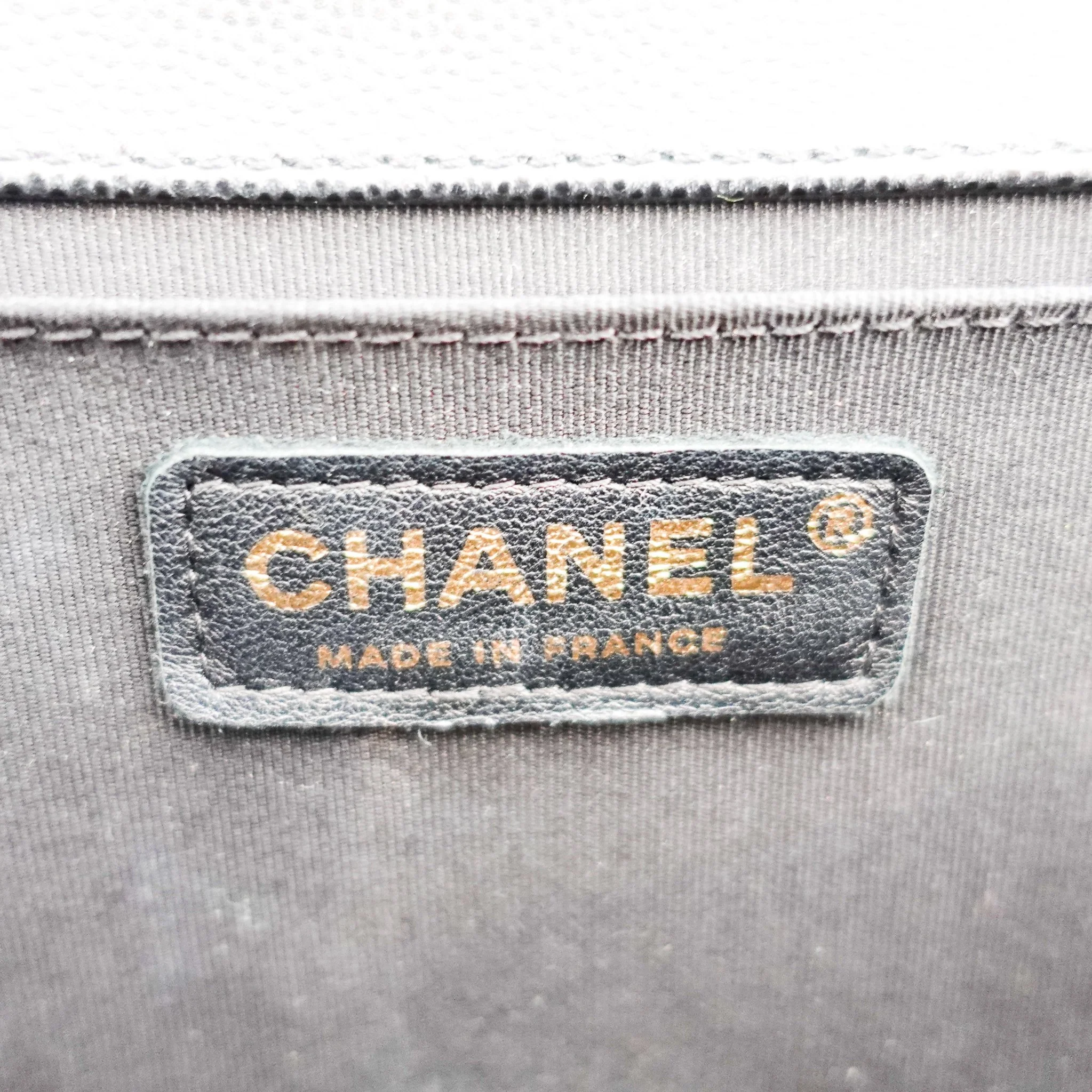 Chanel Medium Boy Bag in black caviar leather with gold CC clasp RRP £6,000 | Authentic Preloved - Image 9