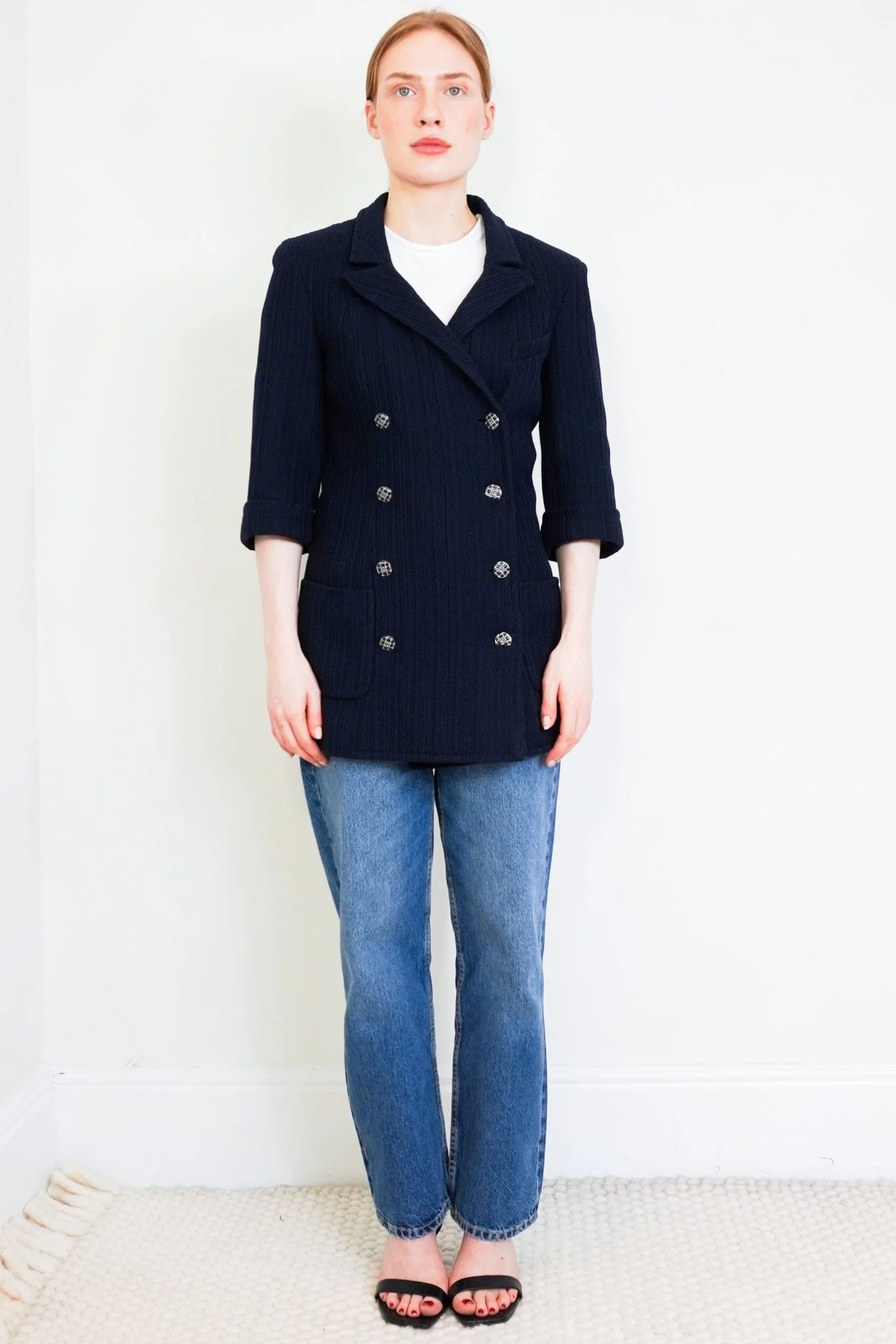 Chanel Navy Ribbed Long Line Jacket 2013 RTW Collection £5910 | Authentic Preloved