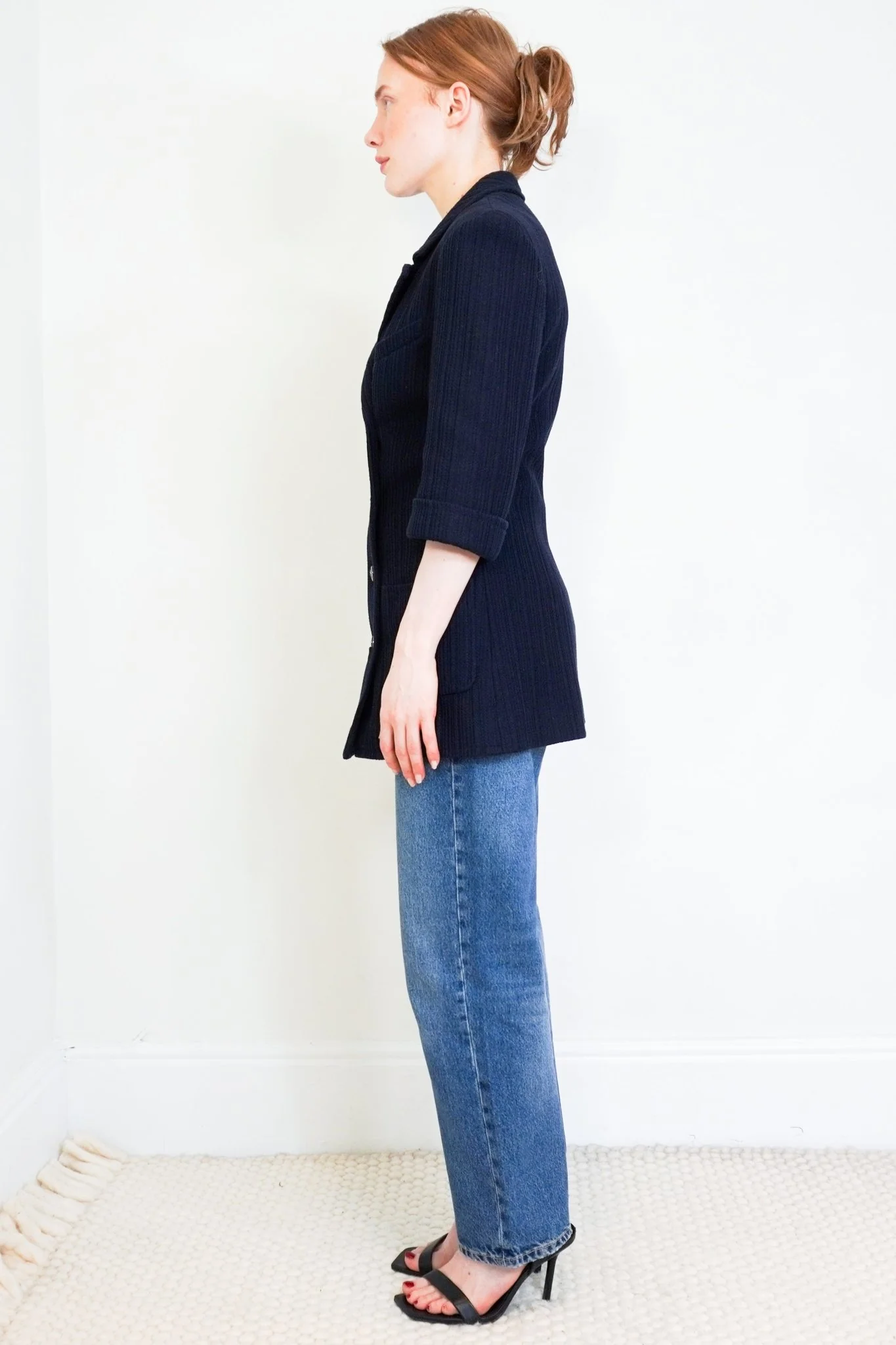 Chanel Navy Ribbed Long Line Jacket 2013 RTW Collection £5910 | Authentic Preloved - Image 2