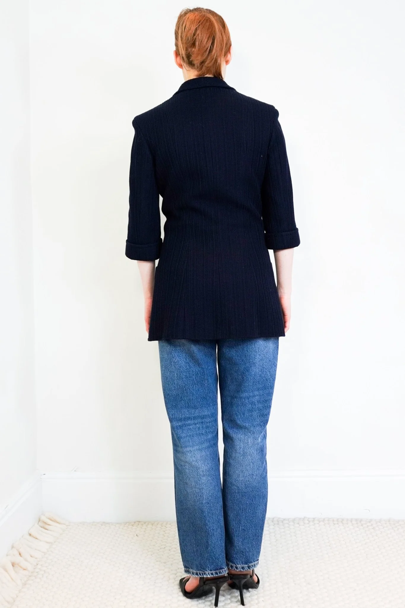 Chanel Navy Ribbed Long Line Jacket 2013 RTW Collection £5910 | Authentic Preloved - Image 3