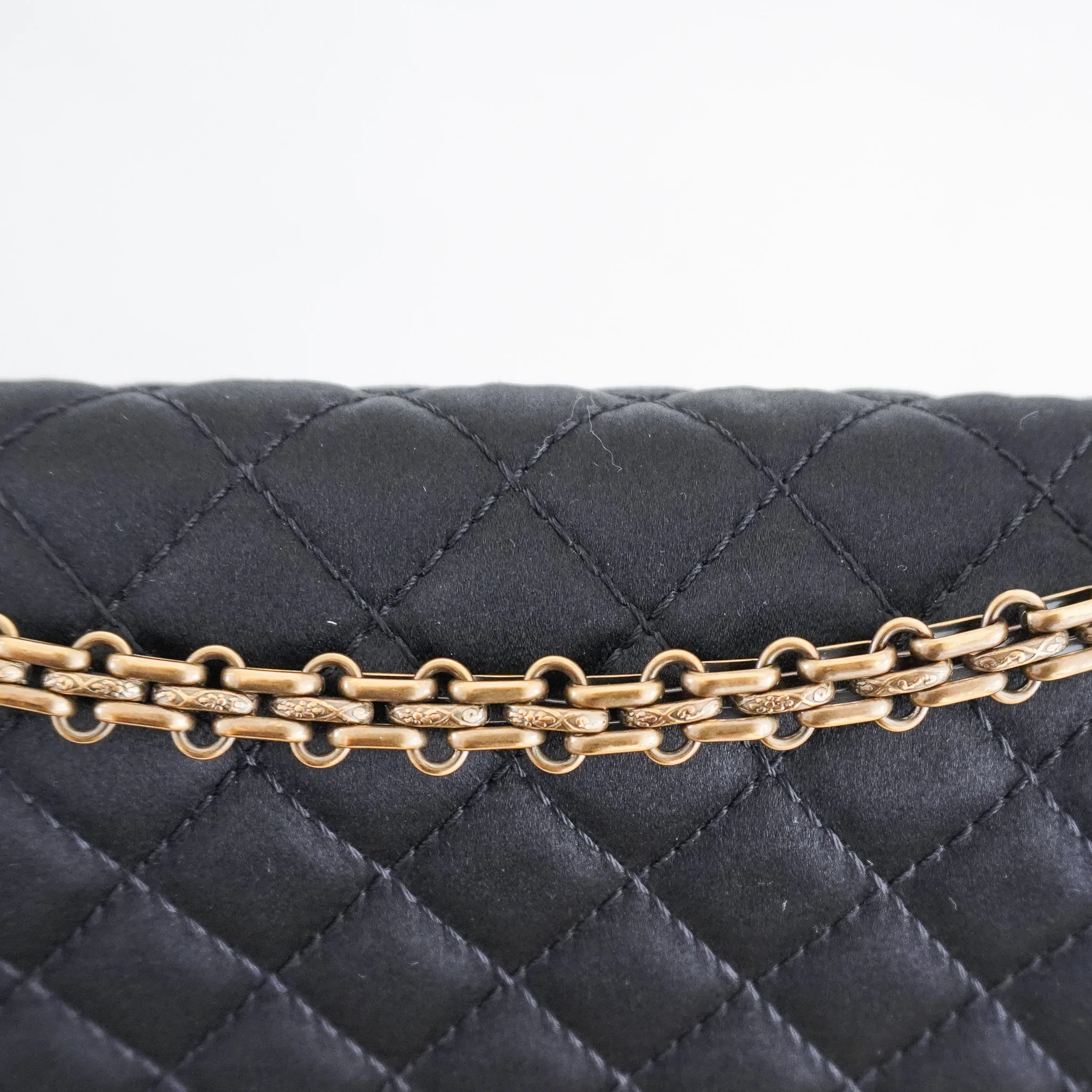 Chanel 2.55 Reissue Double Flap Bag in Black Satin with Aged Gold Hardware RRP £8850 | Authentic Preloved - Image 11