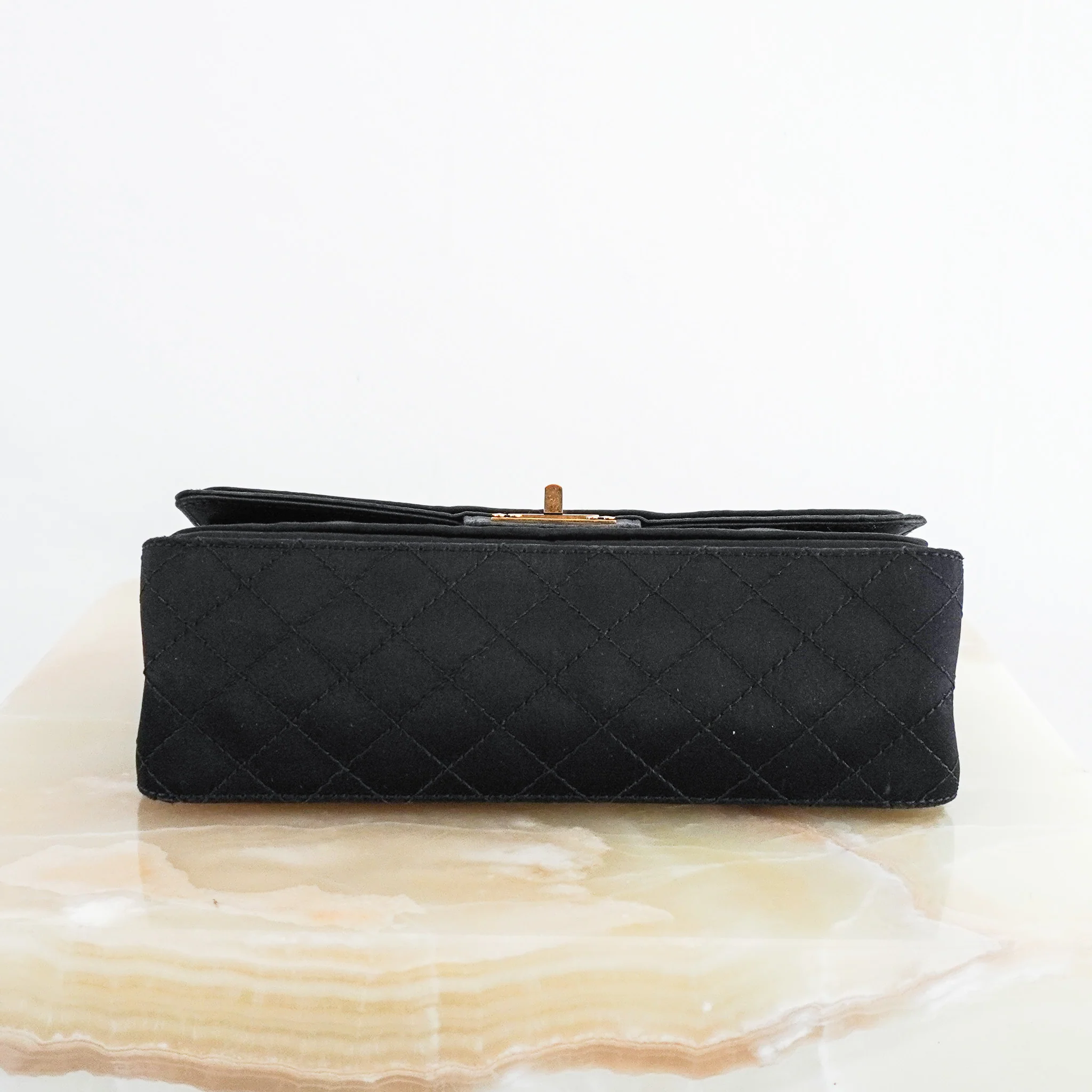 Chanel 2.55 Reissue Double Flap Bag in Black Satin with Aged Gold Hardware RRP £8850 | Authentic Preloved - Image 6