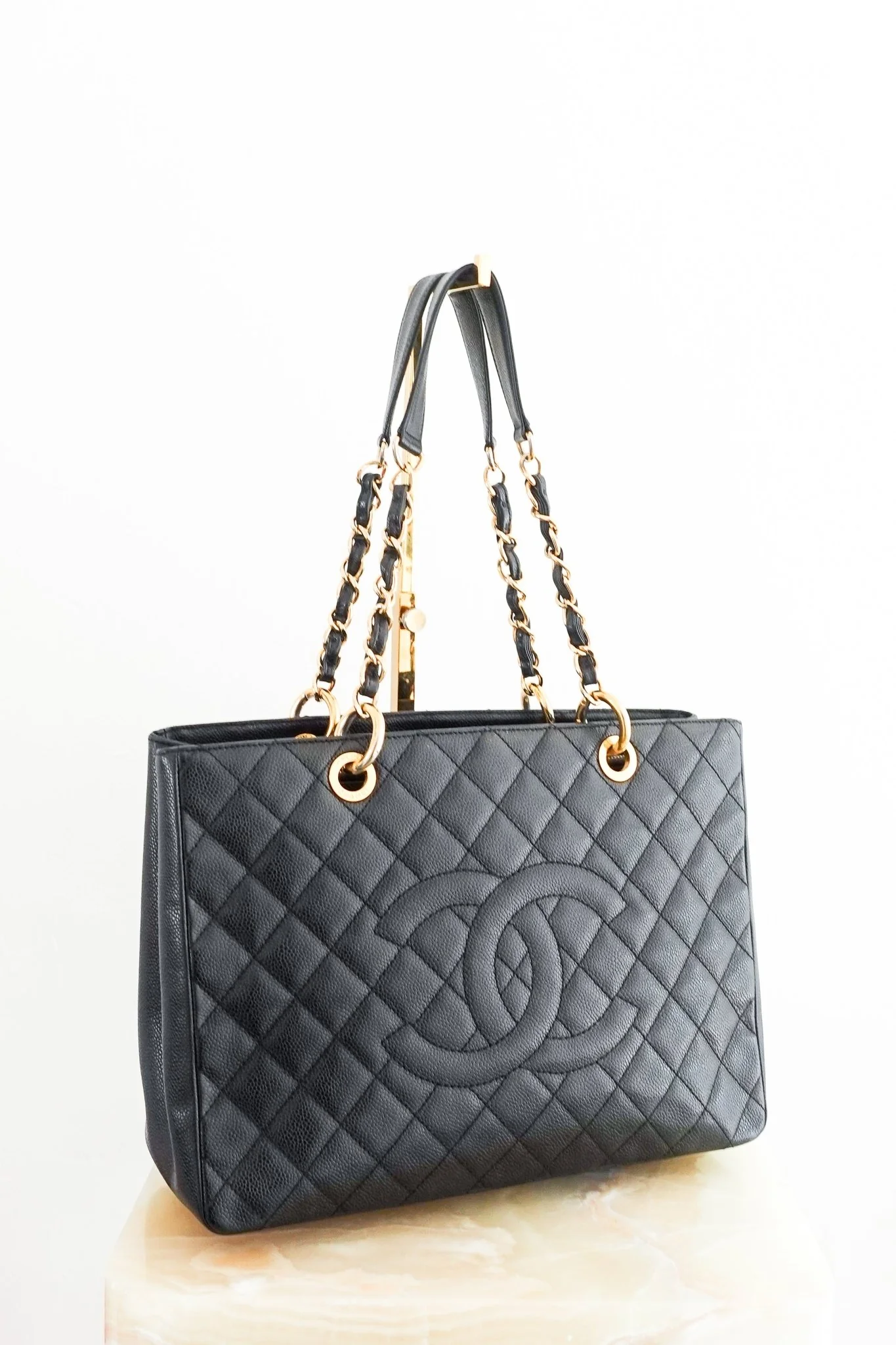 Chanel Black Quilted Caviar Timeless Grand Shopping Tote with Gold Hardware RRP £5K | Authentic Preloved