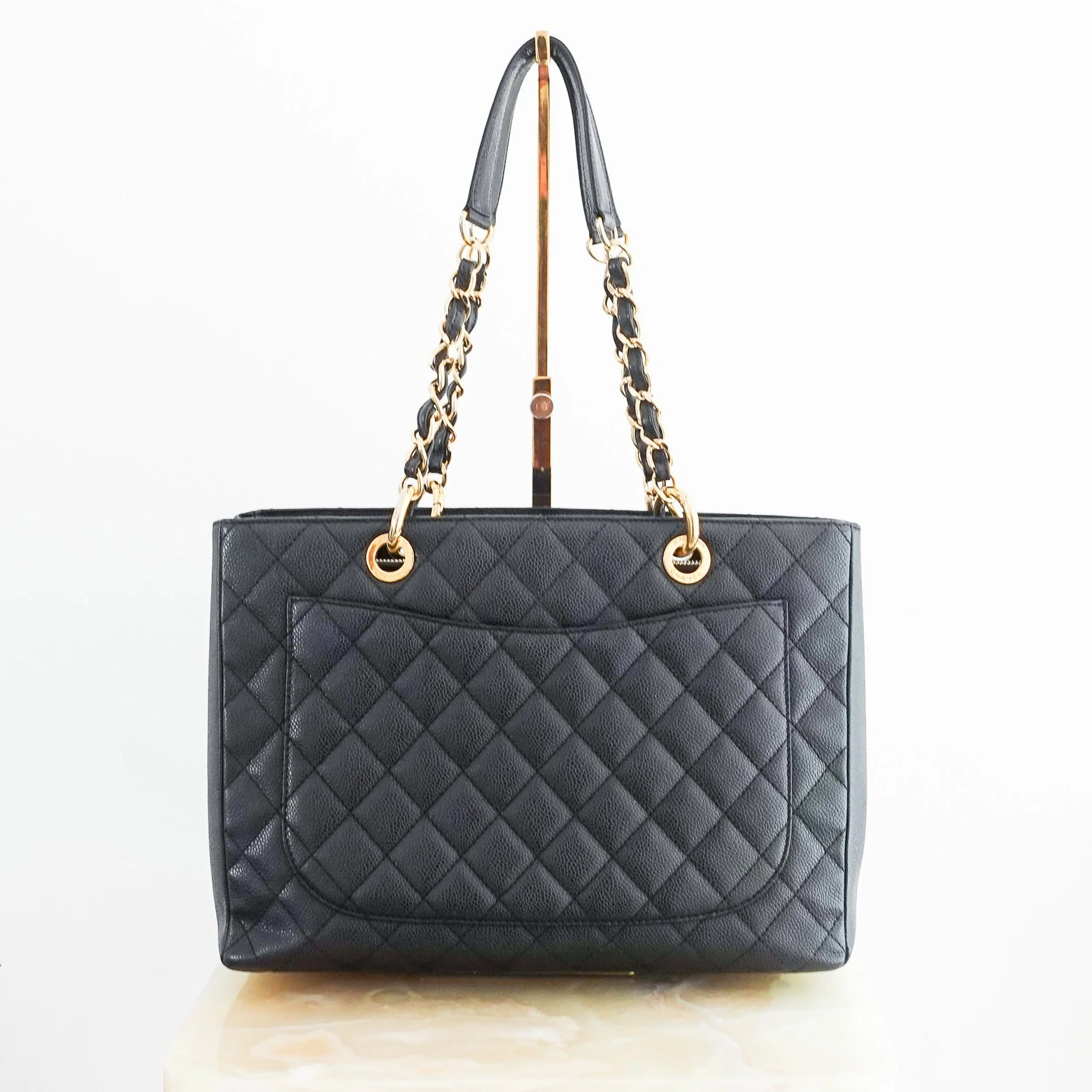 Chanel Black Quilted Caviar Timeless Grand Shopping Tote with Gold Hardware RRP £5K | Authentic Preloved - Image 3