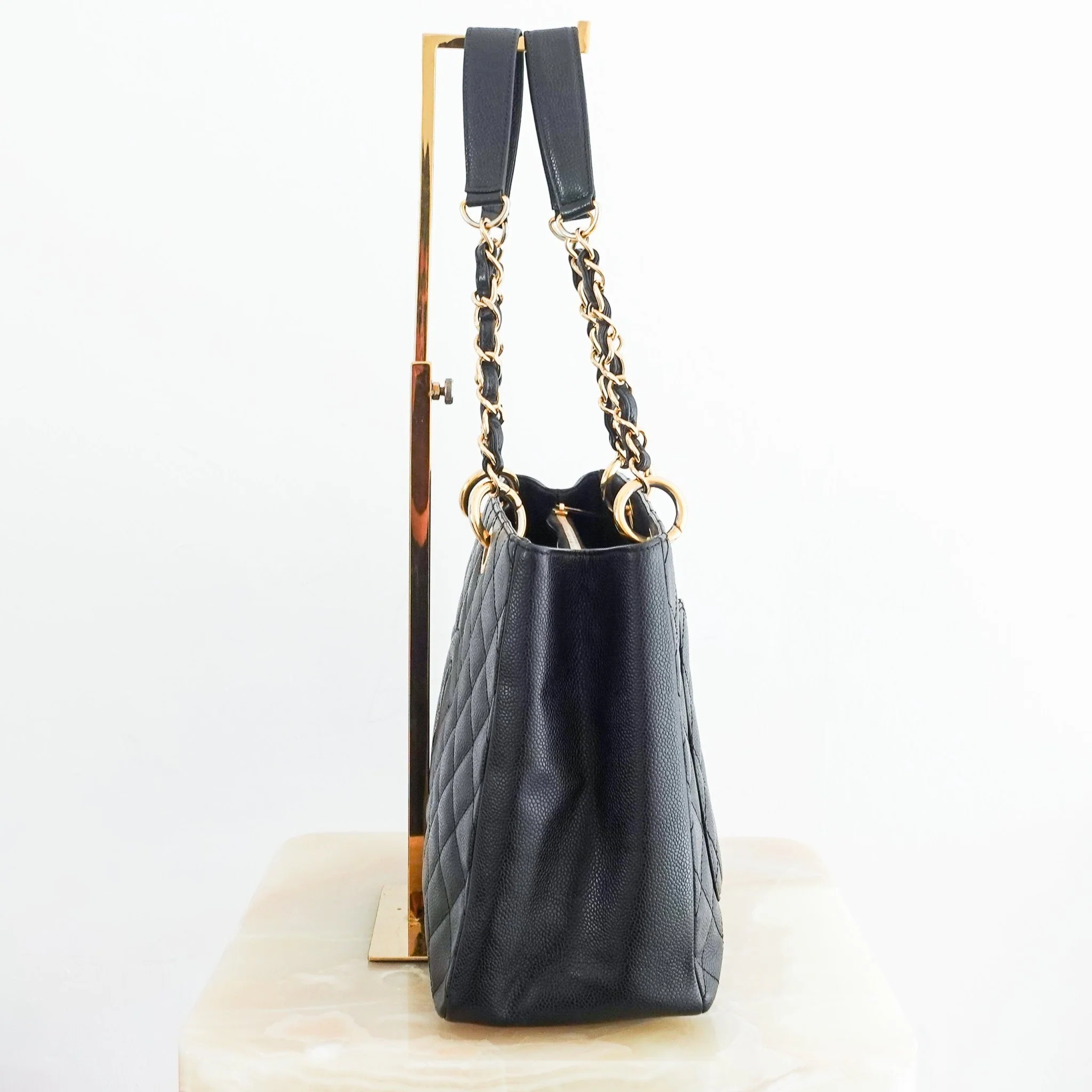Chanel Black Quilted Caviar Timeless Grand Shopping Tote with Gold Hardware RRP £5K | Authentic Preloved - Image 4