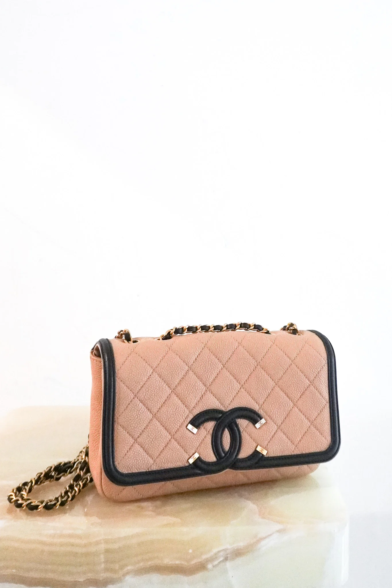 Chanel Small Bicolour Caviar CC Filigree Flap Shoulder Bag RRP £4870 | Authentic Preloved