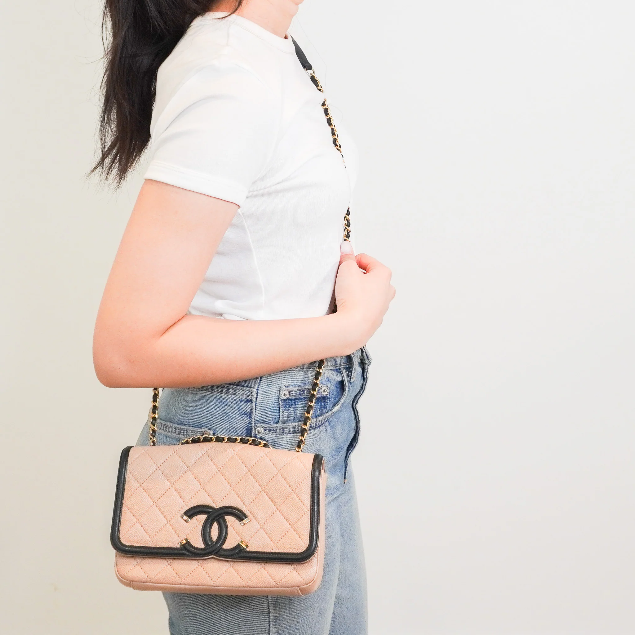 Chanel Small Bicolour Caviar CC Filigree Flap Shoulder Bag RRP £4870 | Authentic Preloved - Image 9
