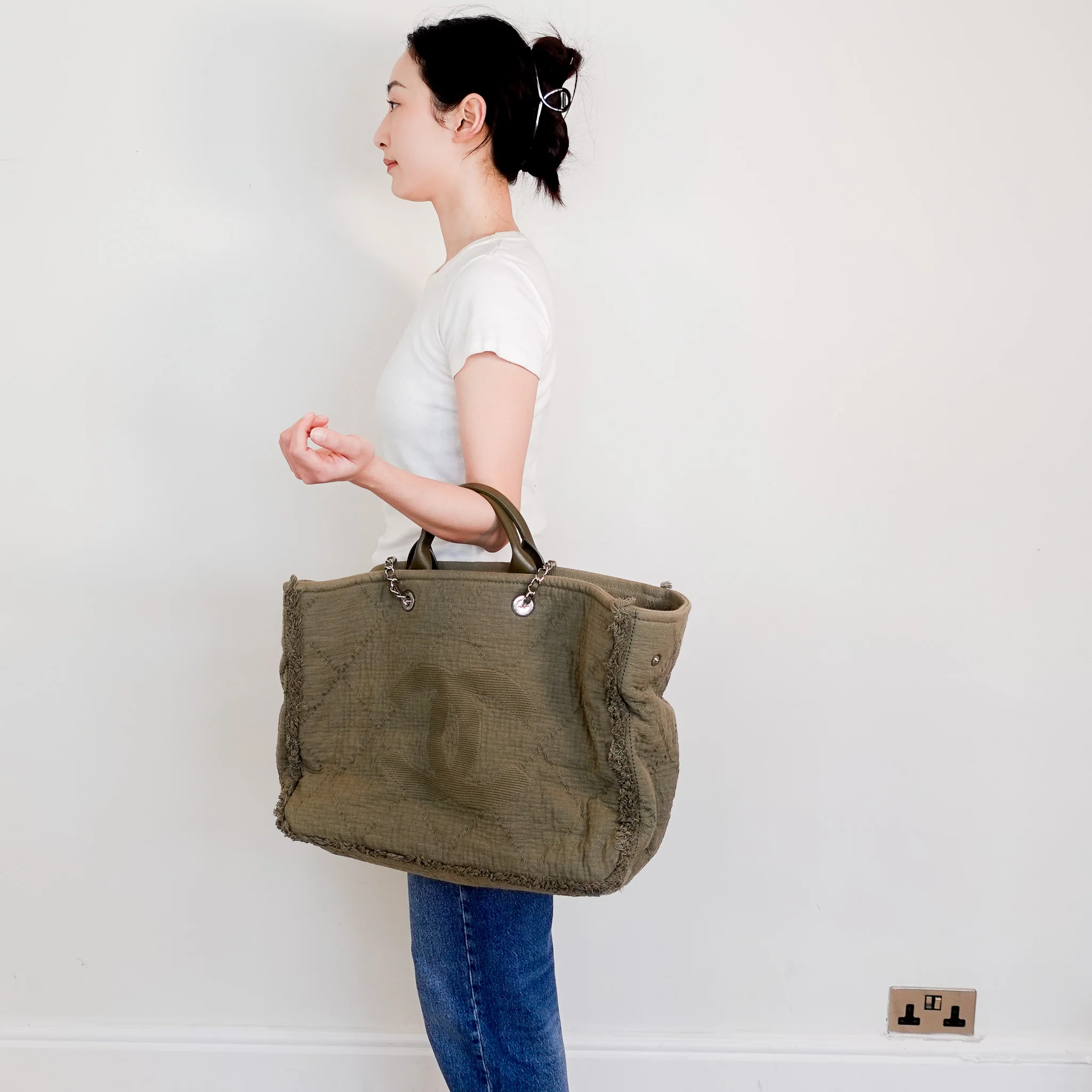 Chanel Deauville Tote on Khaki RRP £3800 | Authentic Preloved - Image 12
