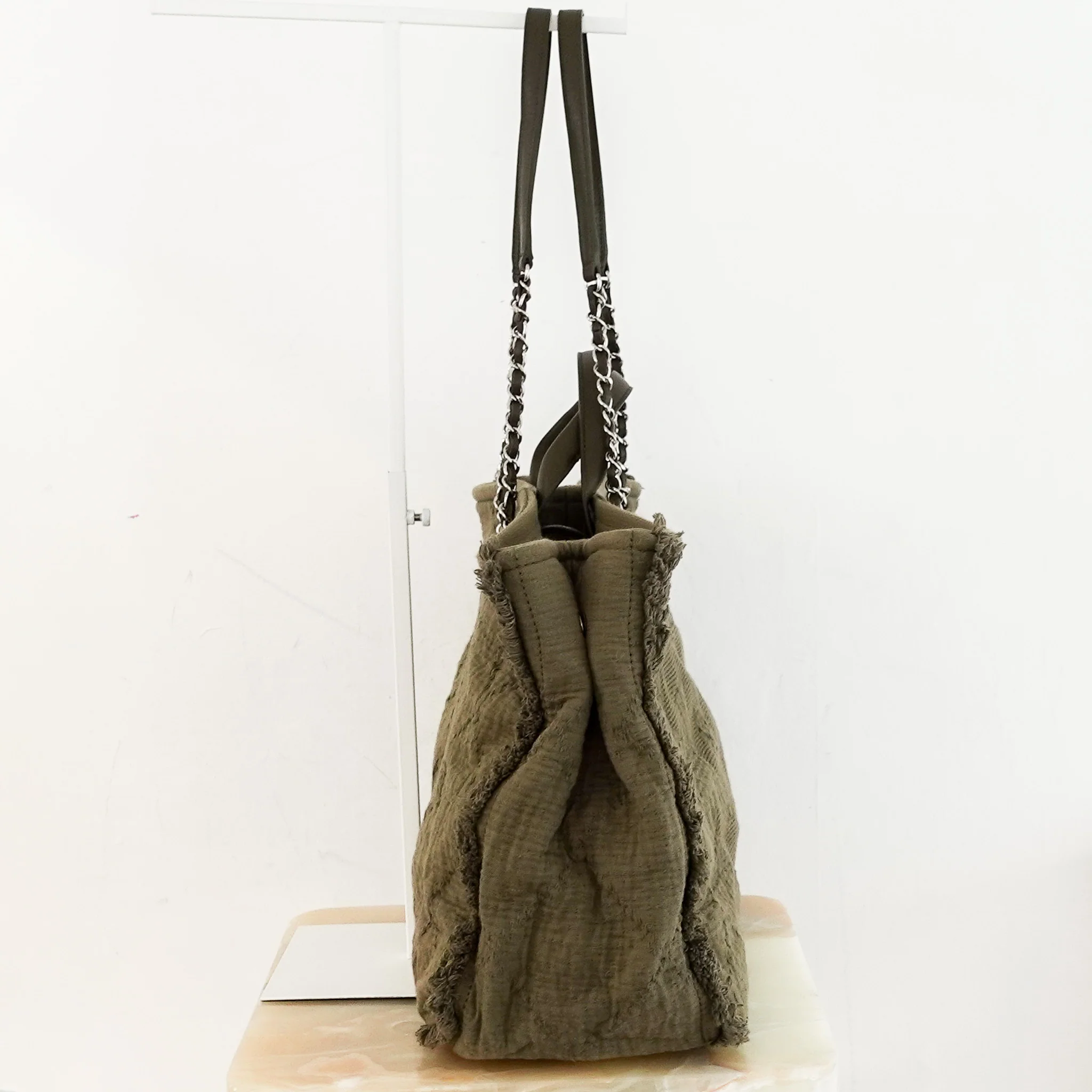 Chanel Deauville Tote on Khaki RRP £3800 | Authentic Preloved - Image 2