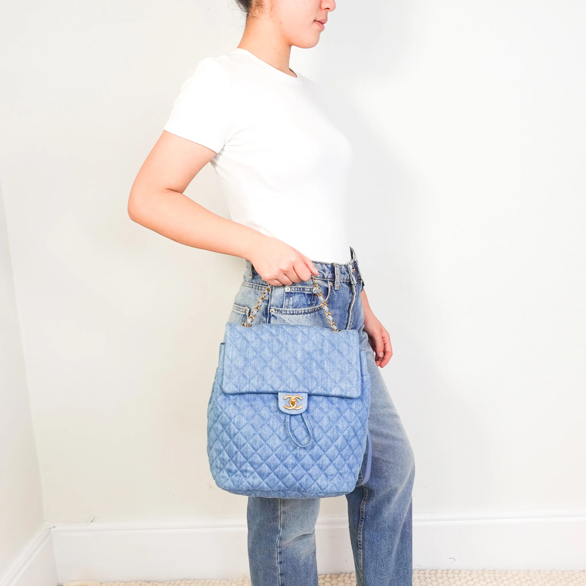 Chanel Washed Denim Quilted Large Urban Spirit Backpack | Authentic Preloved - Image 10