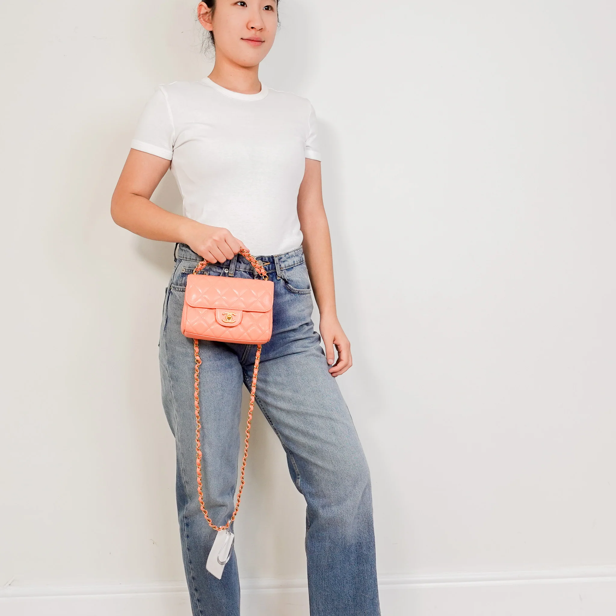 Current Season Chanel Mini Flap bag in light Orange RRP £4780 | Authentic Preloved - Image 4