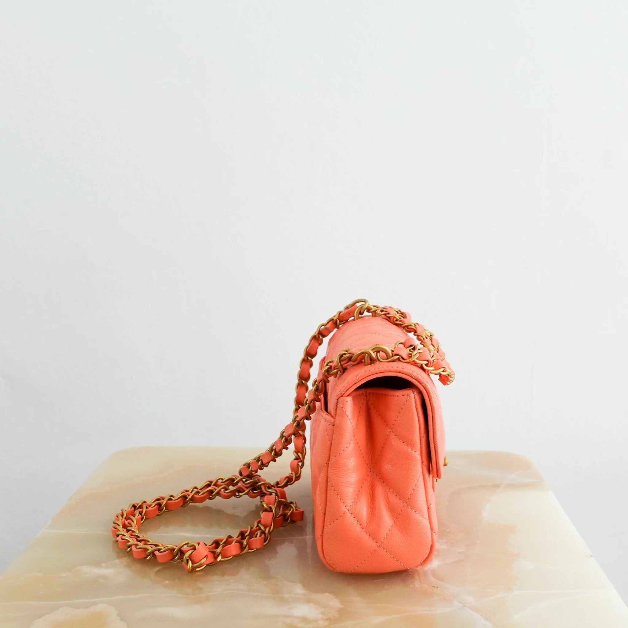 Current Season Chanel Mini Flap bag in light Orange RRP £4780 | Authentic Preloved - Image 6