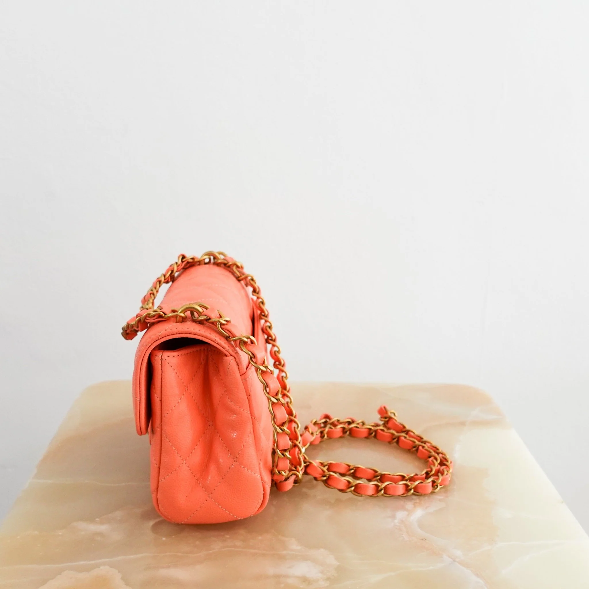 Current Season Chanel Mini Flap bag in light Orange RRP £4780 | Authentic Preloved - Image 7