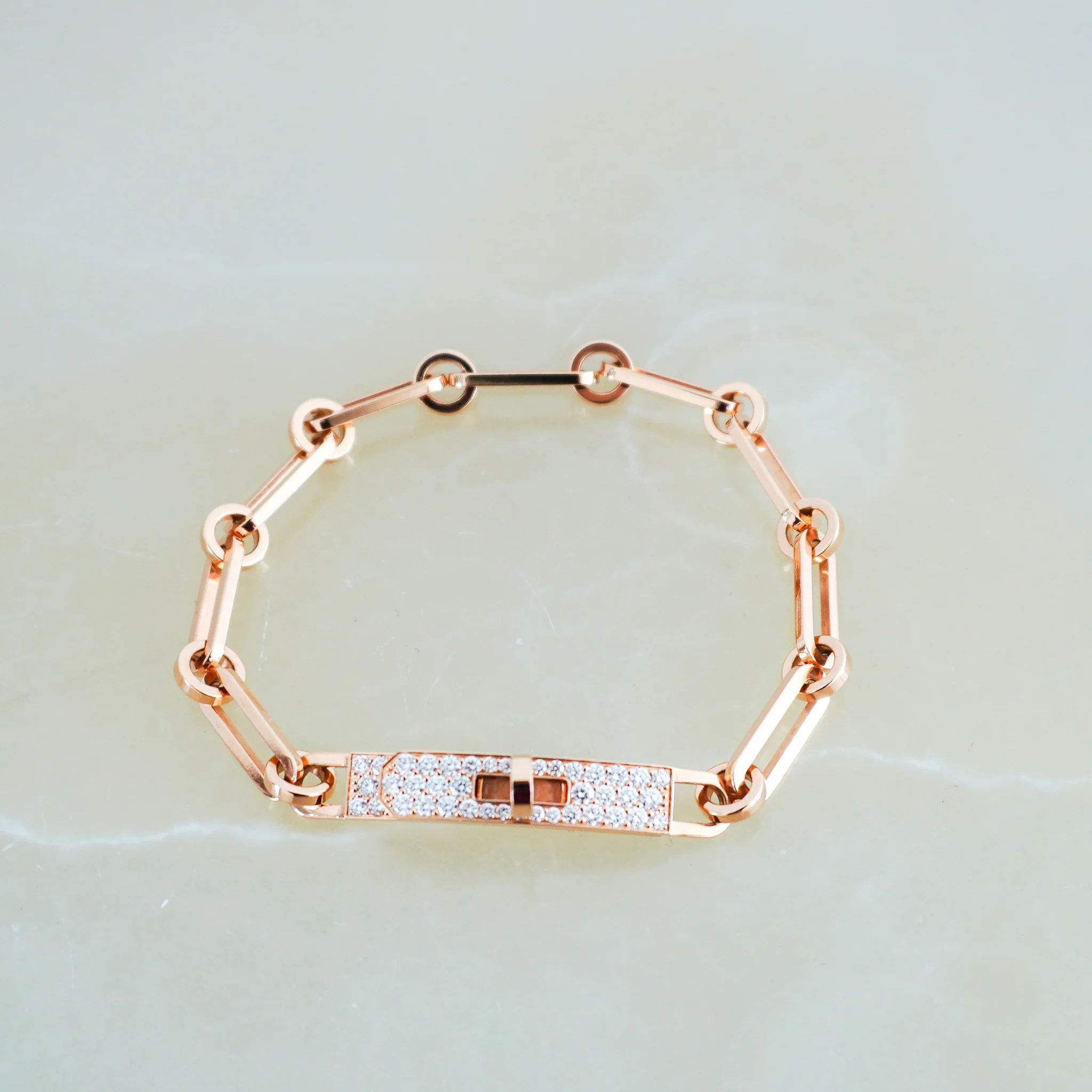 CURRENT SEASON Hermes Kelly Chaine Rose Gold and Diamonds Bracelet RRP £9710 | Authentic Preloved FINAL SALE - Image 3