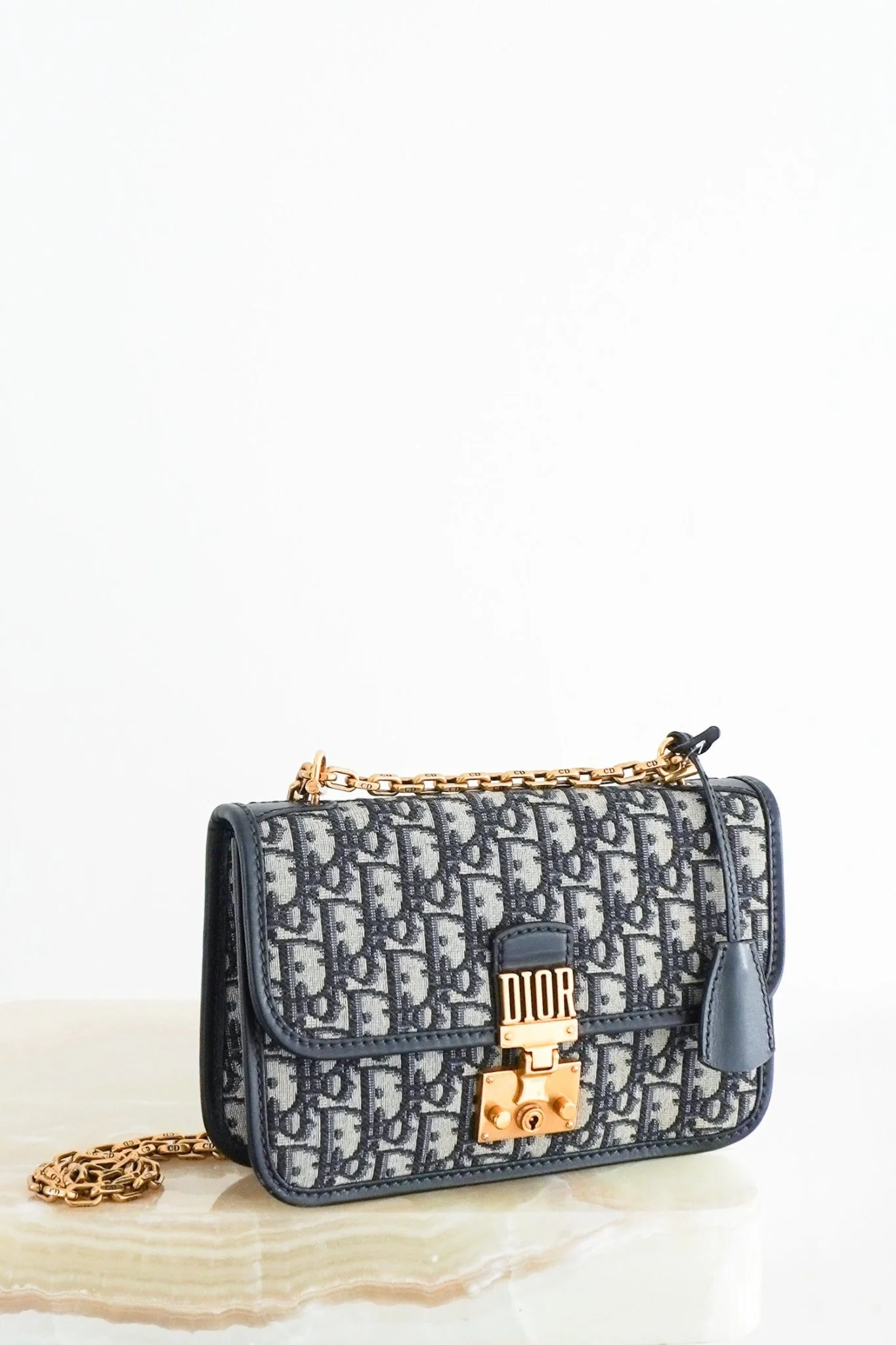 Dior Blue Oblique Canvas Dioraddict Medium Flap Bag RRP £2900 | Authentic Preloved