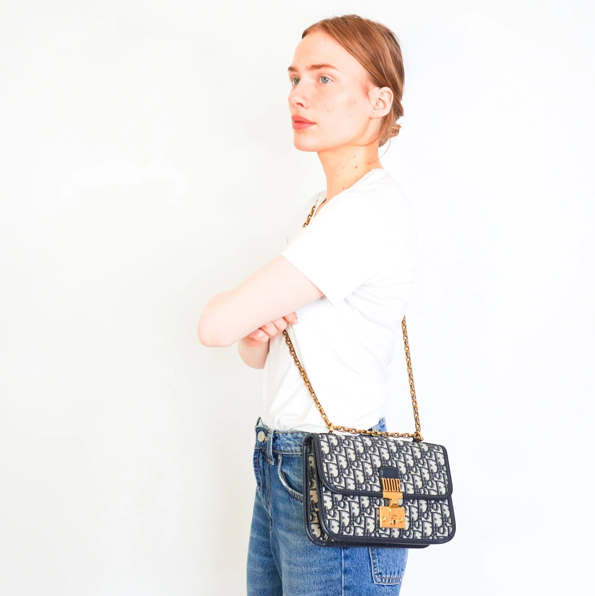 Dior Blue Oblique Canvas Dioraddict Medium Flap Bag RRP £2900 | Authentic Preloved - Image 12
