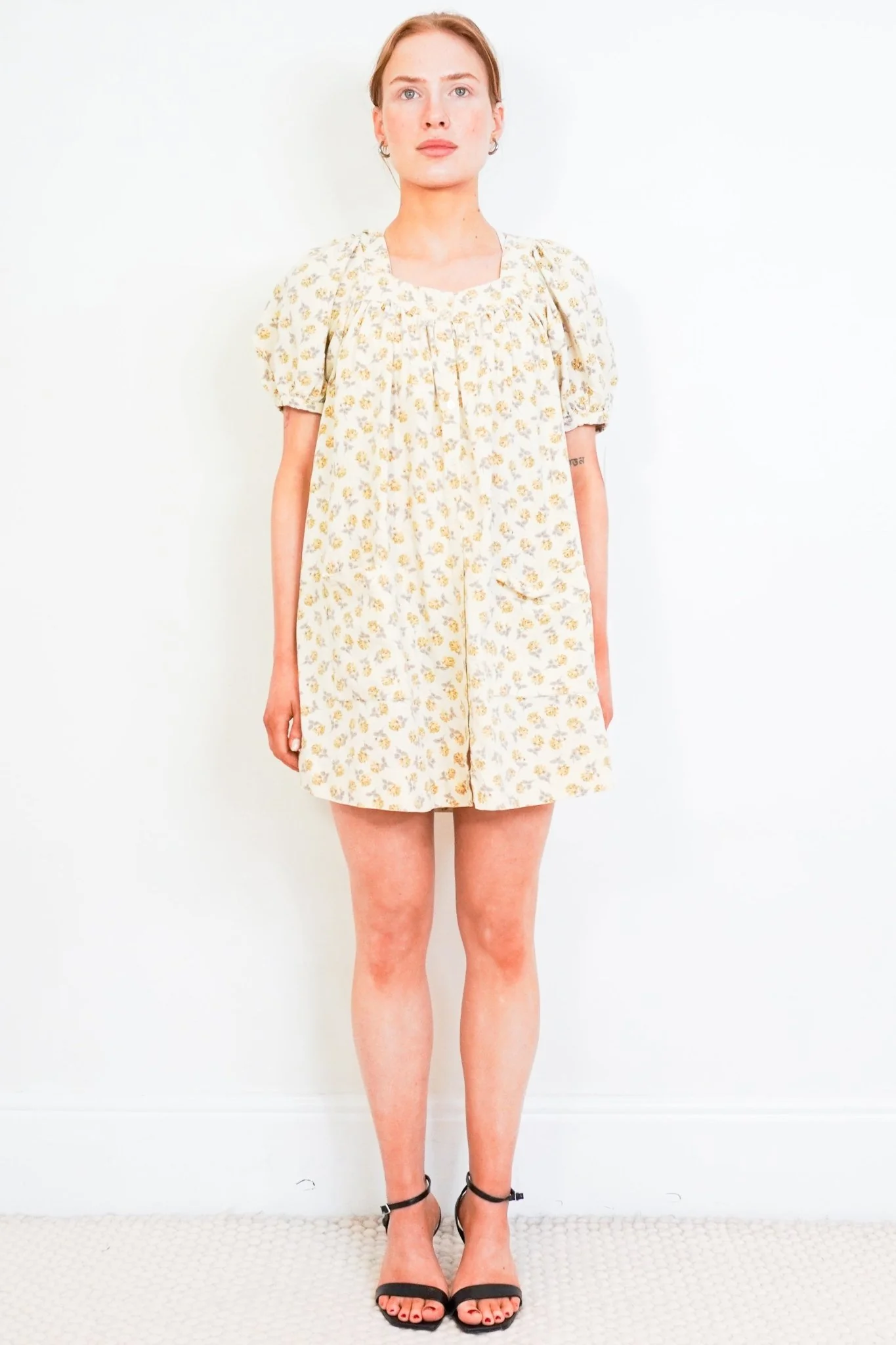 Doen Yellow Cottage Garden Floral Mini Dress RRP £350 |FINAL SALE Authentic & Preloved