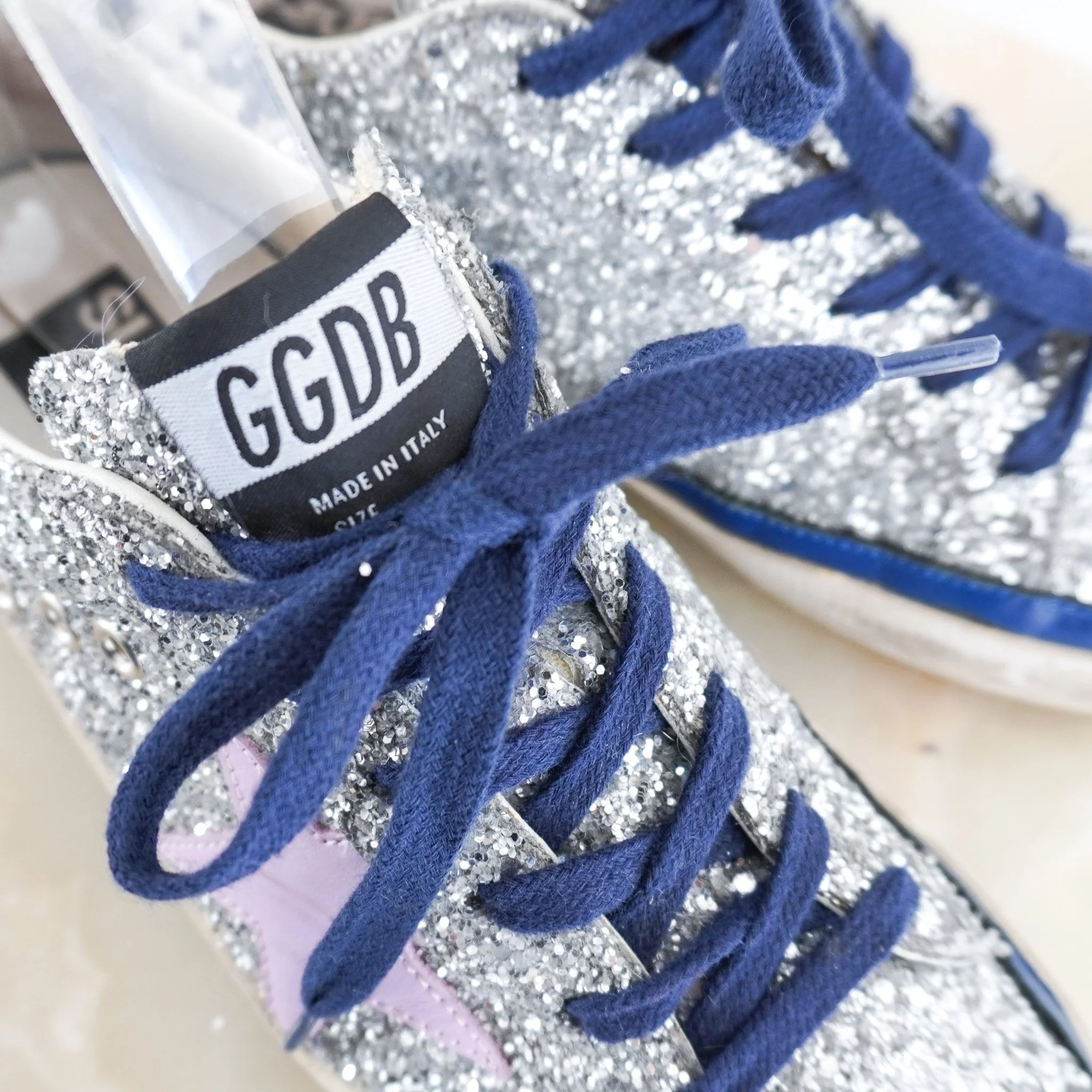 Golden Goose Super Star Silver Sequin Trainers RRP £513 | Authentic Preloved - Image 5