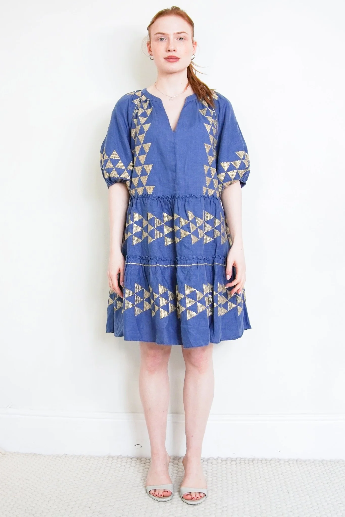Greek Archaic Kori Blue Mini Dress RRP £295 | Authentic Preloved