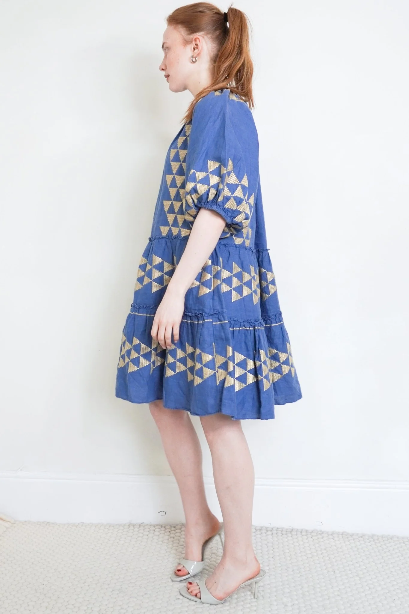 Greek Archaic Kori Blue Mini Dress RRP £295 | Authentic Preloved - Image 2