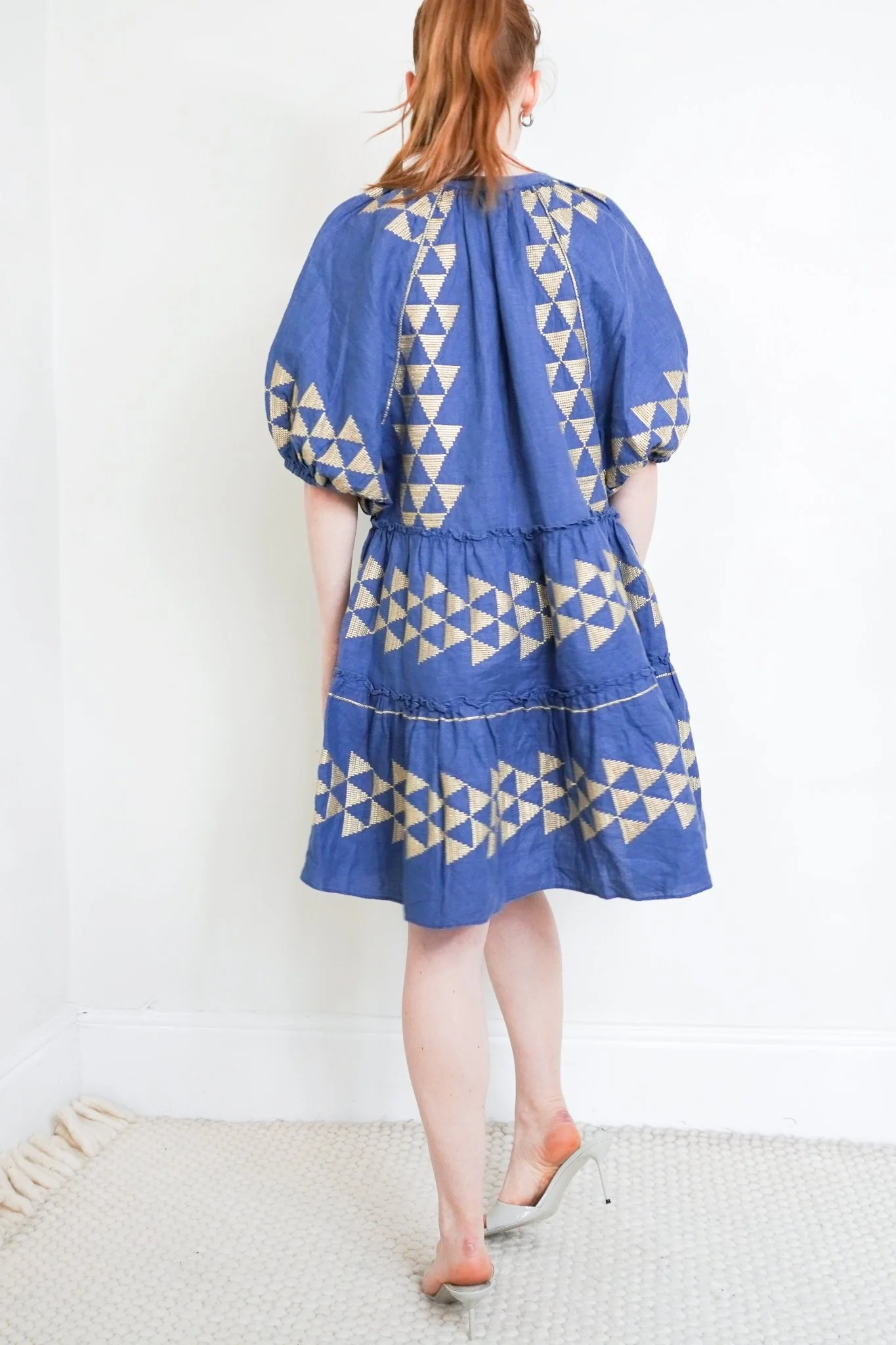 Greek Archaic Kori Blue Mini Dress RRP £295 | Authentic Preloved - Image 3