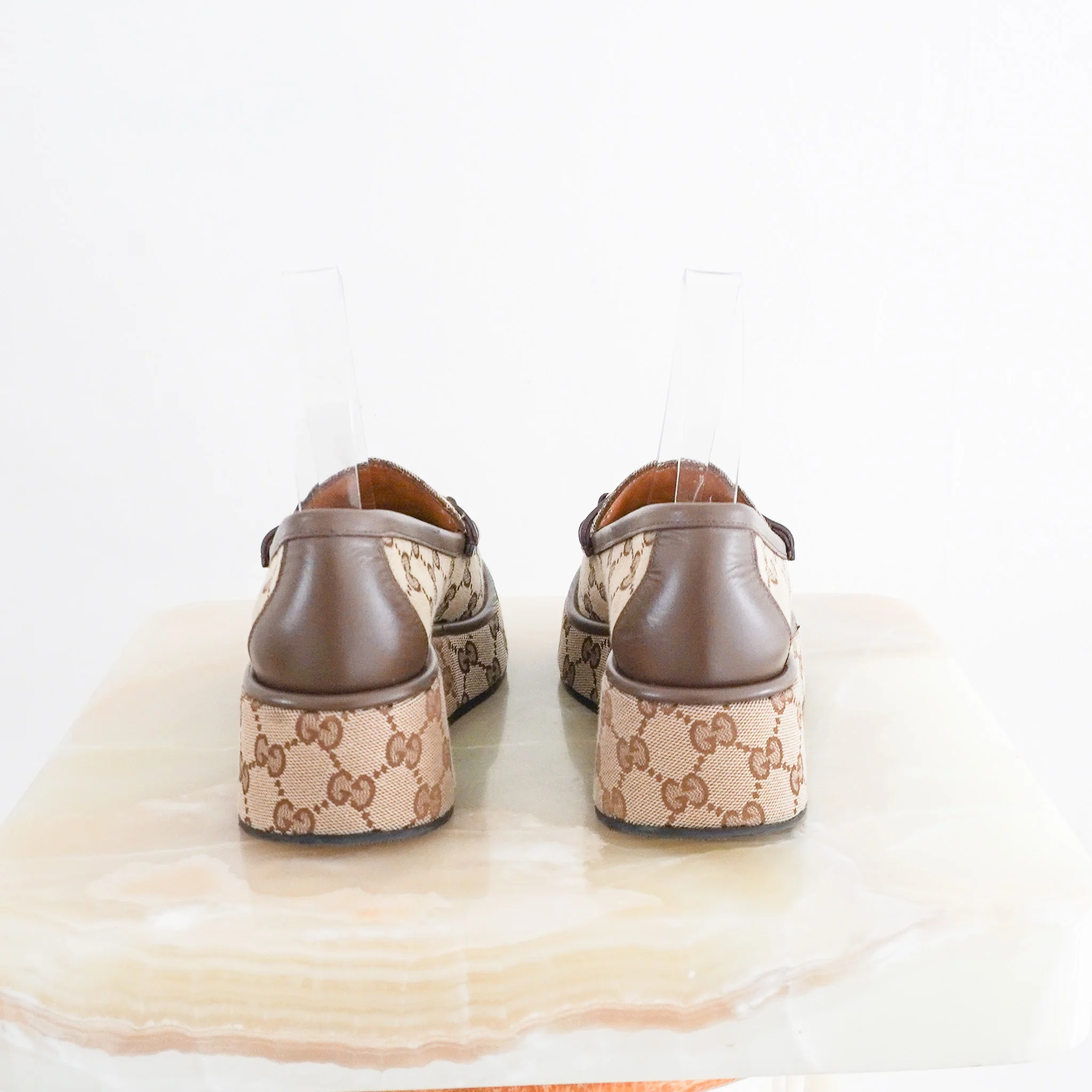 Gucci Horsebit Wedge Loafers in Beige GG Canvas RRP £750 | Authentic Preloved - Image 3