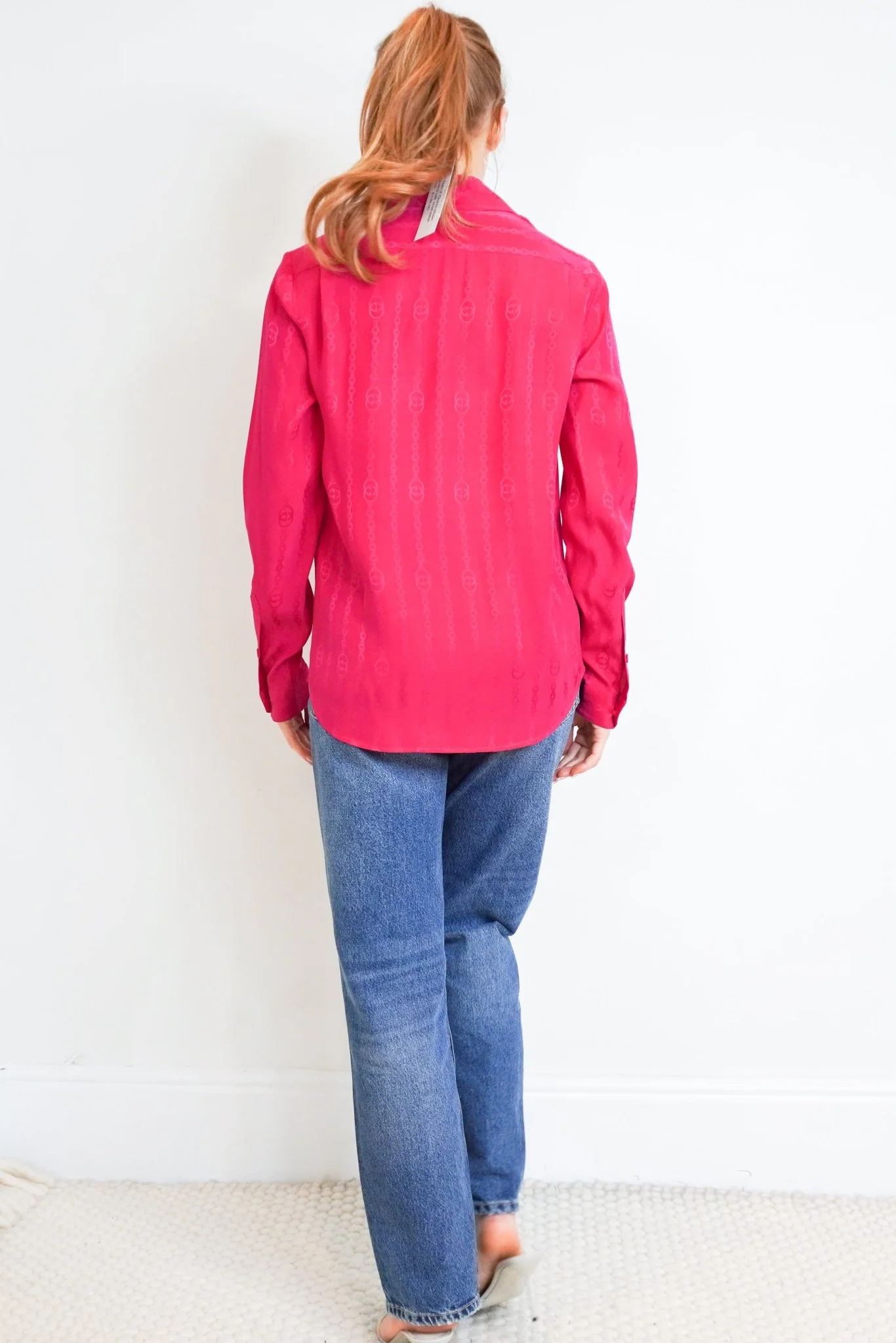Gucci Pink GG Silk Jacquard Shirt RRP £1250 | Authentic Preloved - Image 3