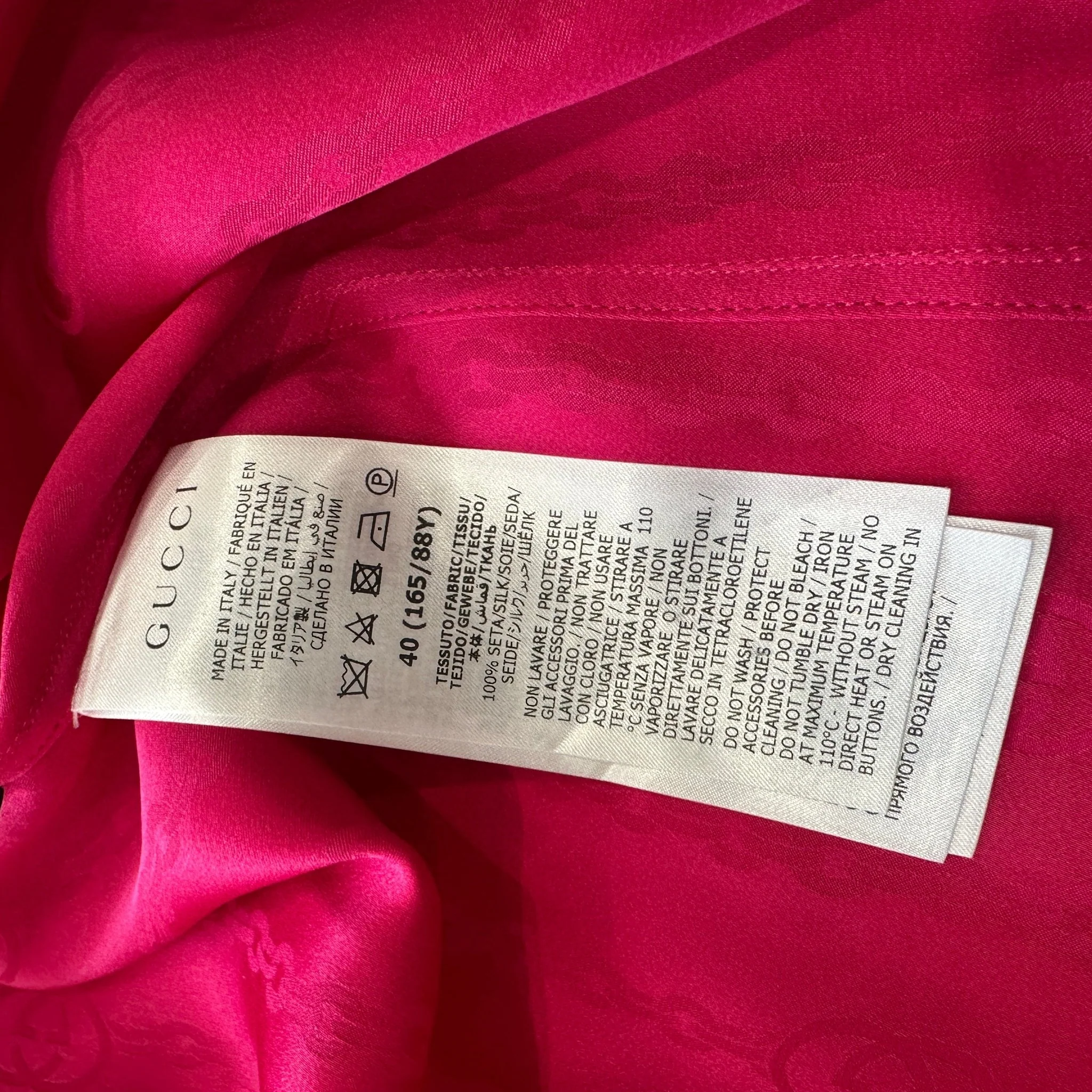 Gucci Pink GG Silk Jacquard Shirt RRP £1250 | Authentic Preloved - Image 5