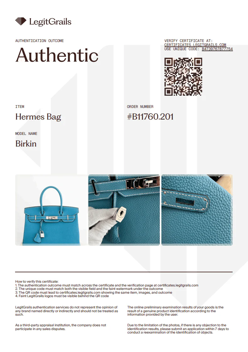 Hermès Birkin 30 Retourne Togo Blue Jean Palladium Hardware | Authentic Preloved - Image 10