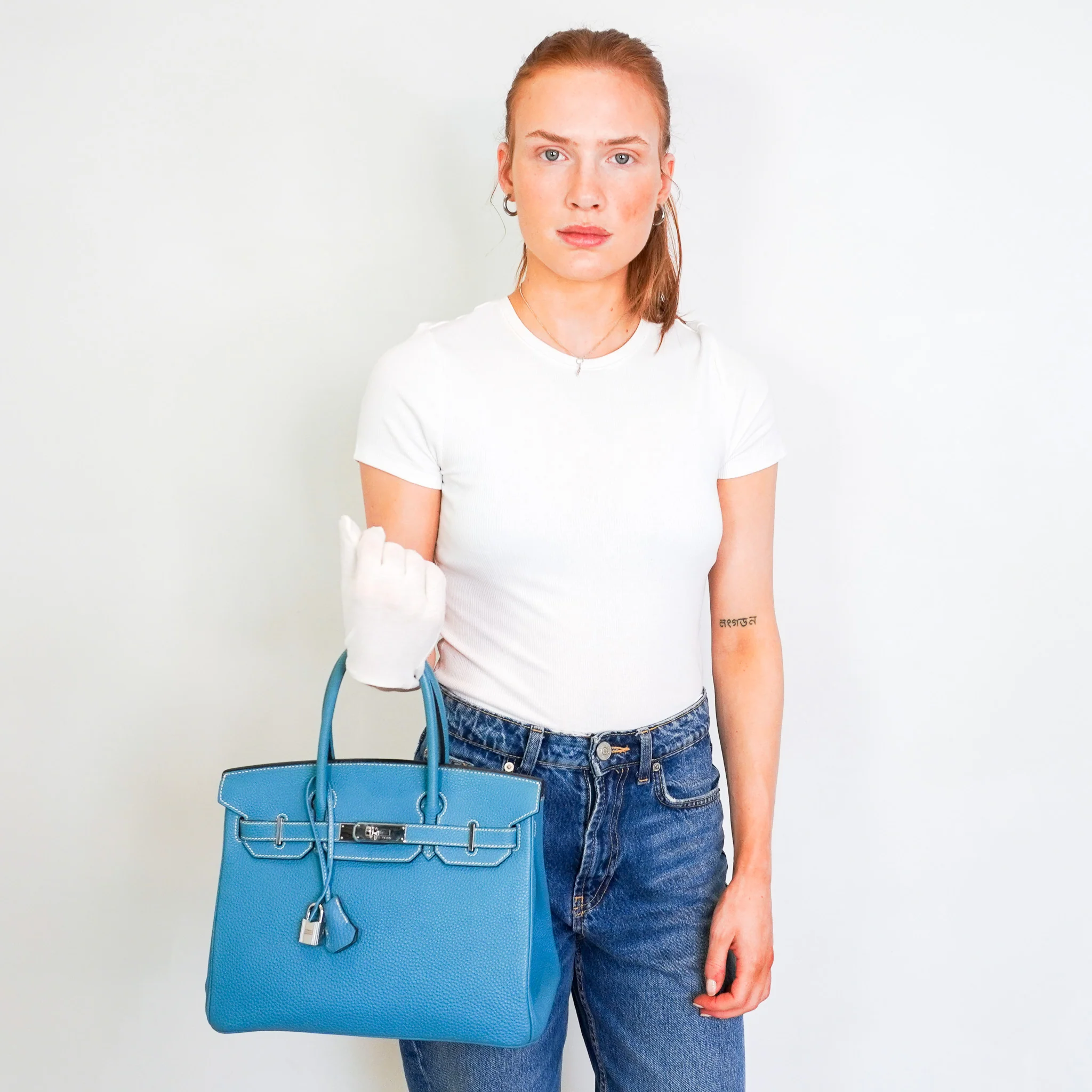 Hermès Birkin 30 Retourne Togo Blue Jean Palladium Hardware | Authentic Preloved - Image 13
