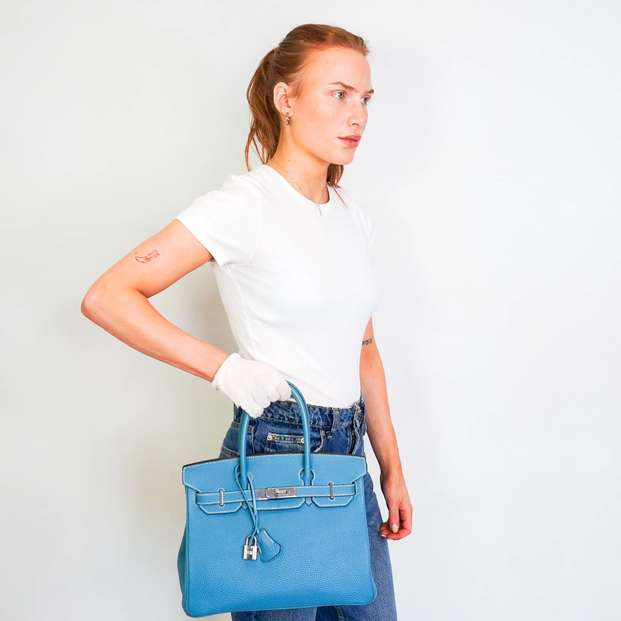 Hermès Birkin 30 Retourne Togo Blue Jean Palladium Hardware | Authentic Preloved - Image 14