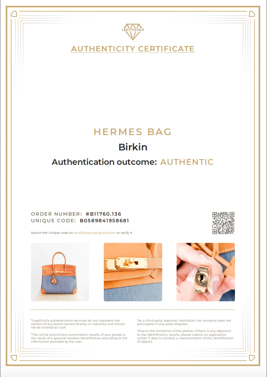 Hermès Birkin 30 in Vache Naturelle leather & Blue Jean toile | Authentic Preloved - Image 25
