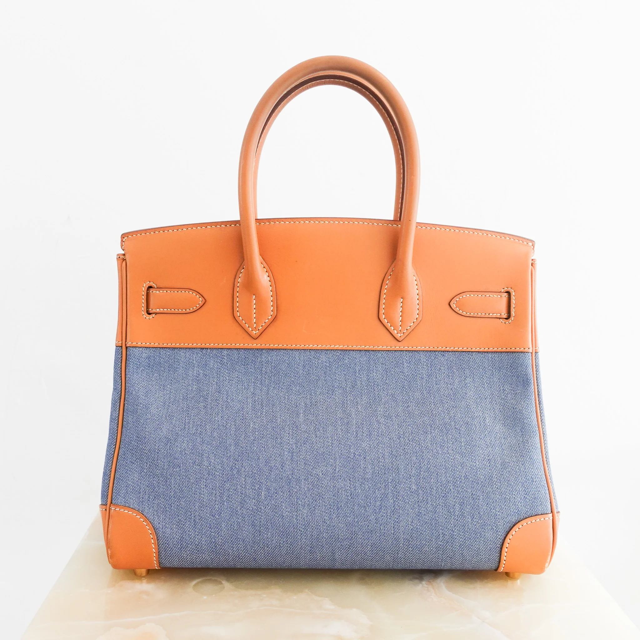 Hermès Birkin 30 in Vache Naturelle leather & Blue Jean toile | Authentic Preloved - Image 3