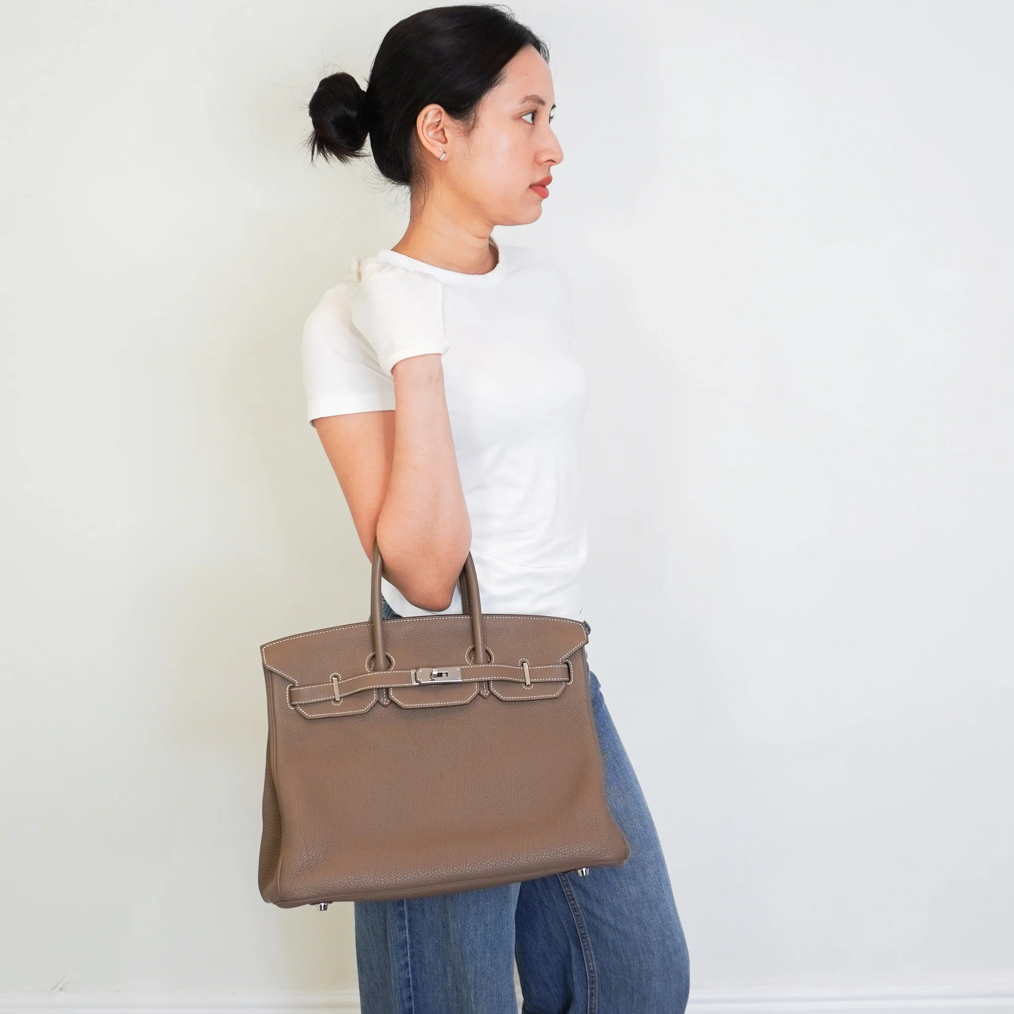 Hermes Birkin 35 Retourne Togo Etoupe with Palladium Hardware | Authentic Preloved - Image 6