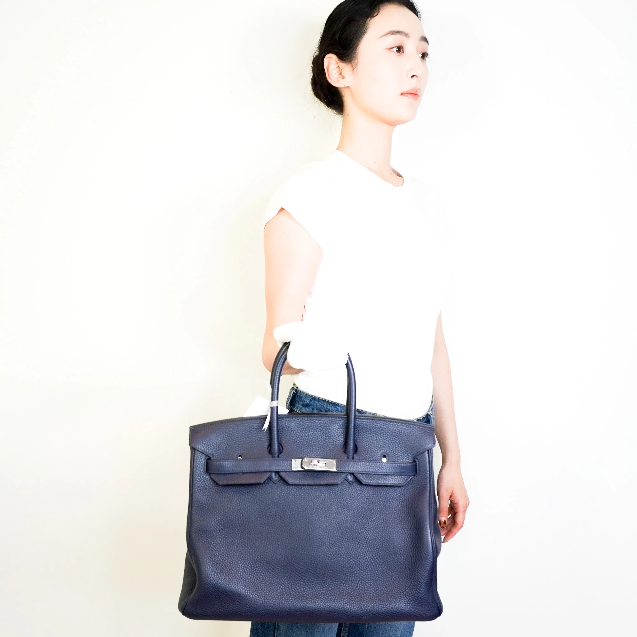 Hermès Bleu Nuit Birkin 35 Verso Togo Leather Rose Pourpre Interior Palladium Hardware | Authentic Preloved - Image 19