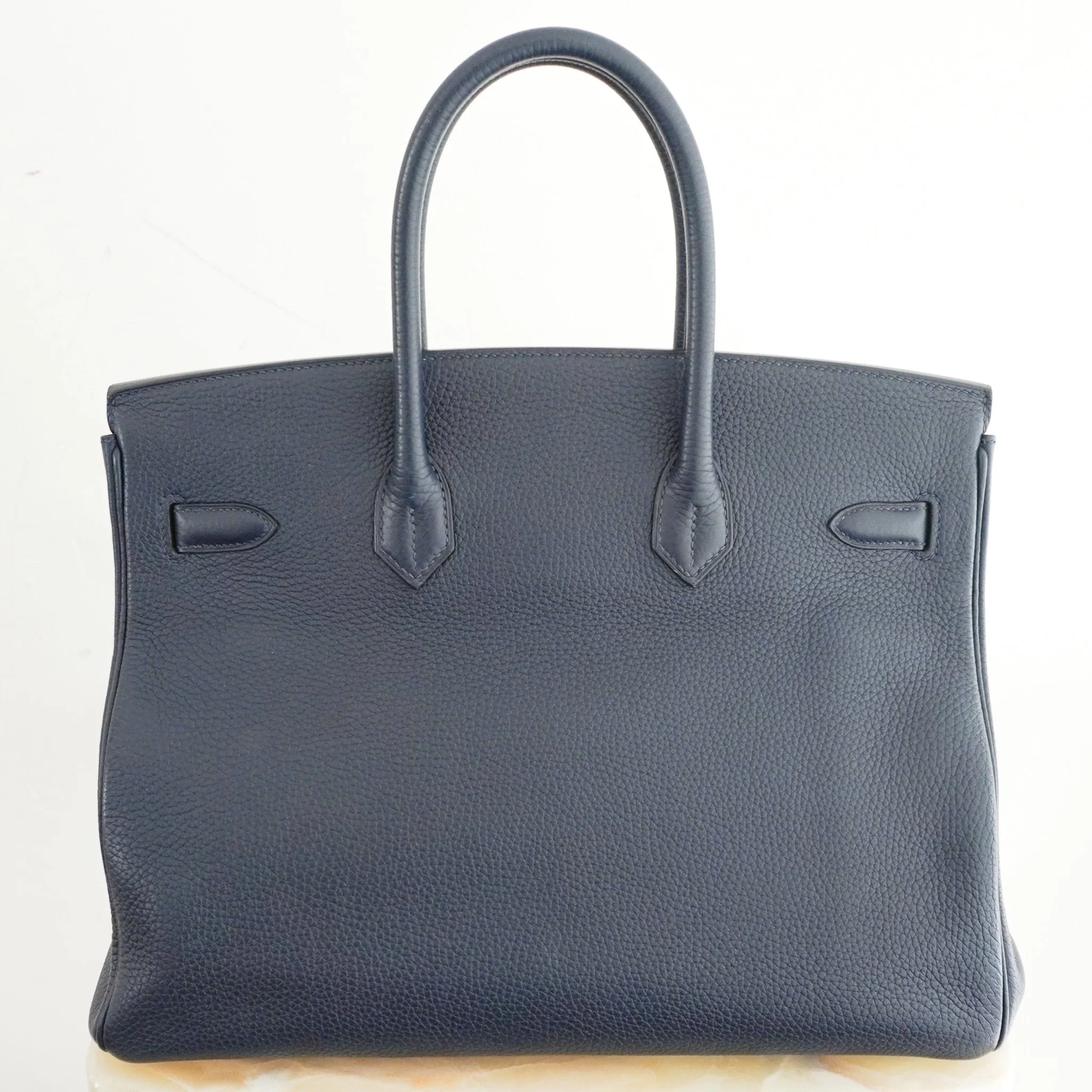 Hermès Bleu Nuit Birkin 35 Verso Togo Leather Rose Pourpre Interior Palladium Hardware | Authentic Preloved - Image 4