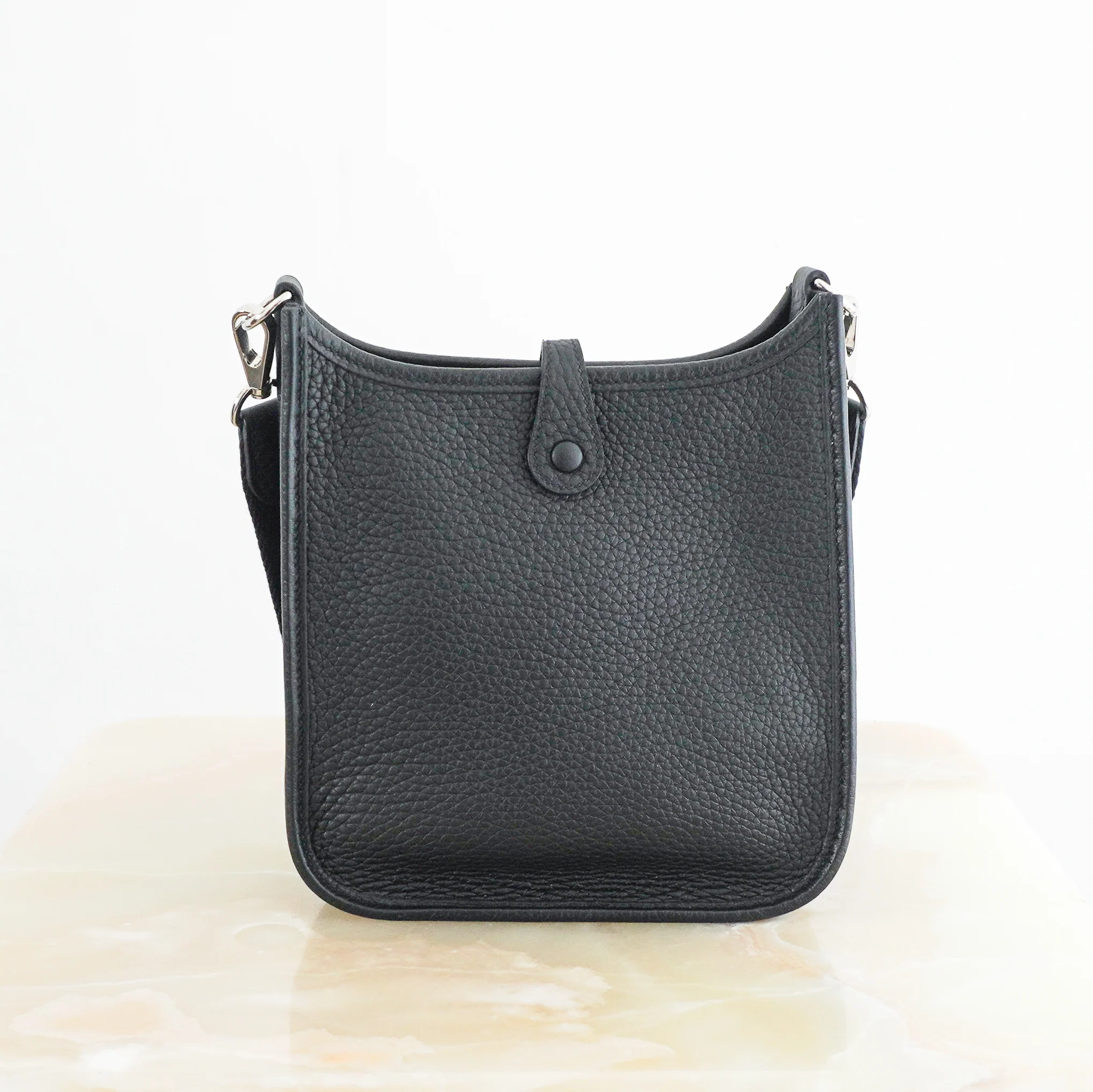 Hermès Mini Evelyne 16 Clemence Crossbody Bag in Black | Authentic Preloved - Image 3