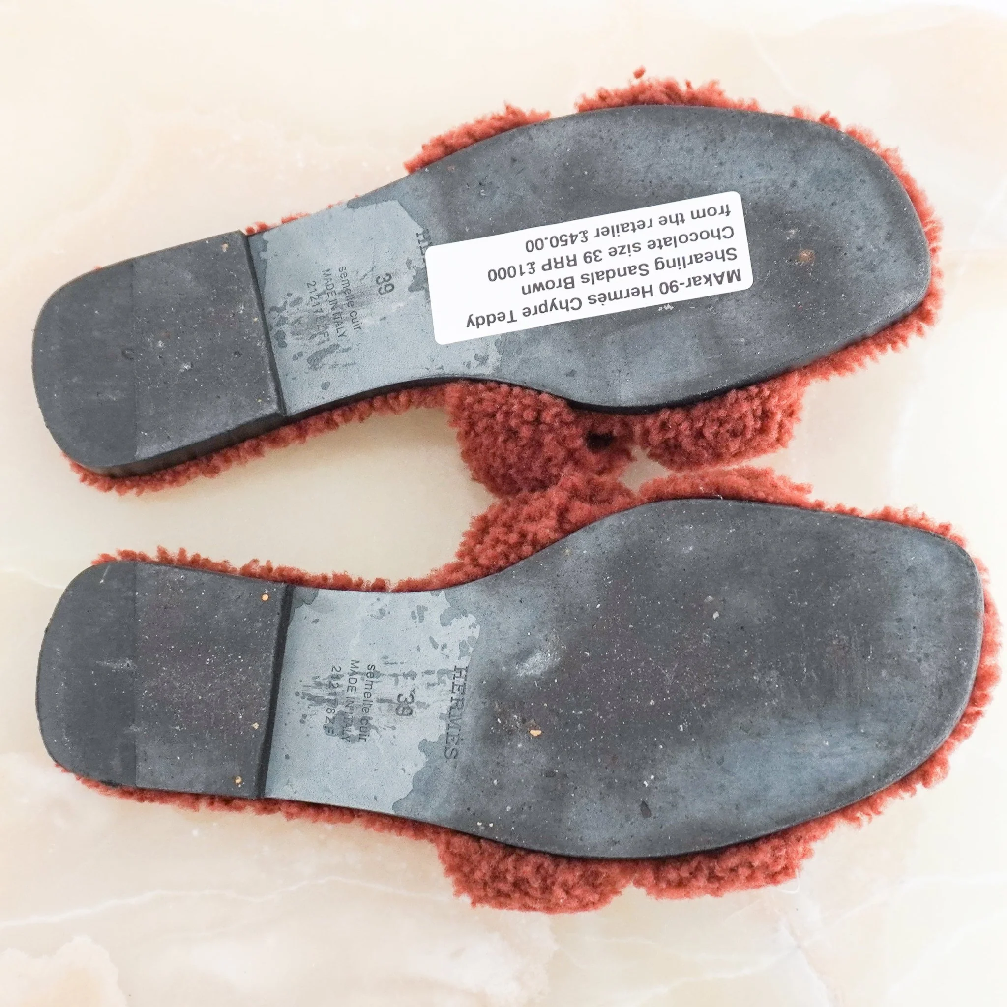 Hermès Oran Brown Shearling Sandals (RRP £1000) | Authentic Preloved - Image 4