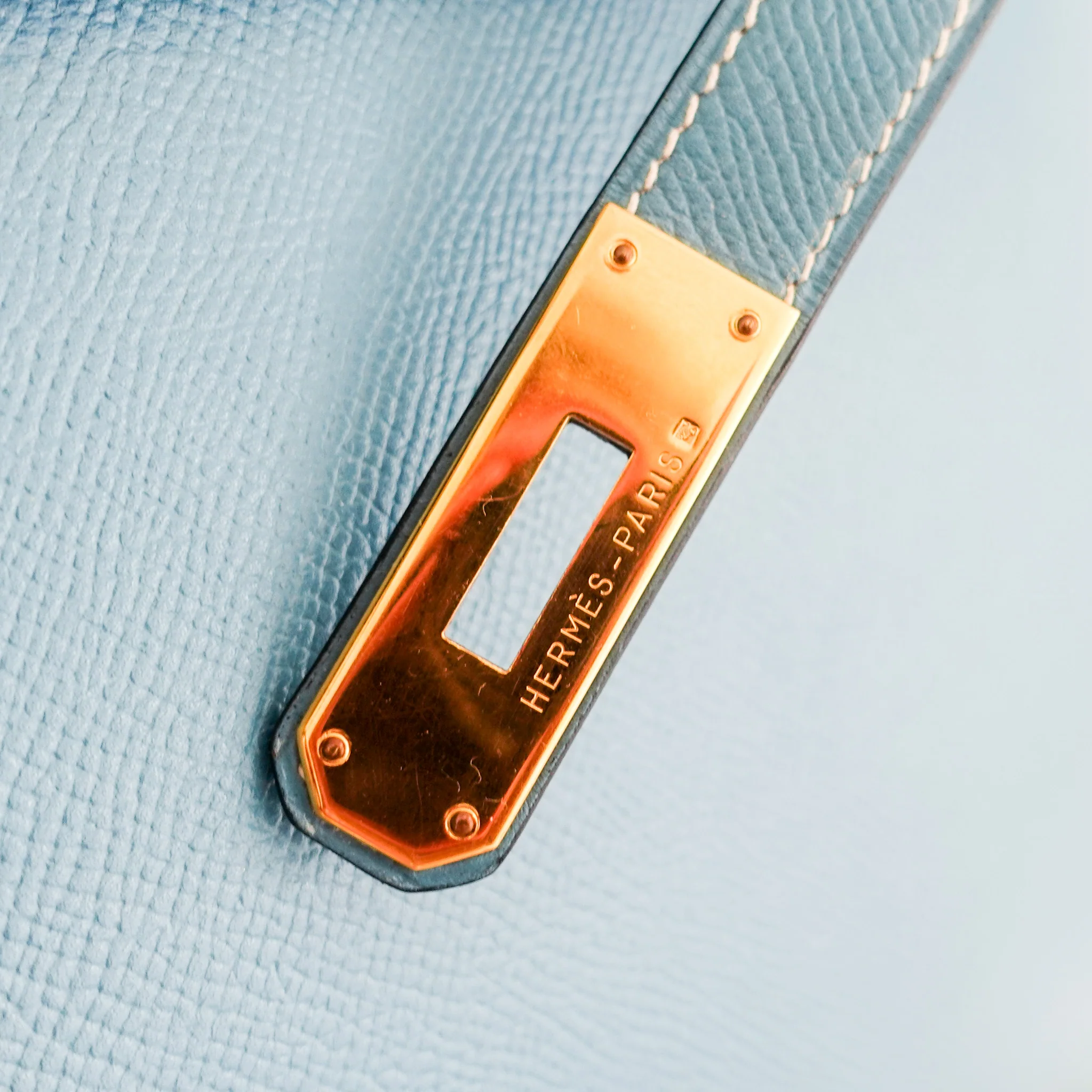 Hermes Kelly 35 - Epsom leather blue jean gold hardware | Authentic Preloved - Image 12