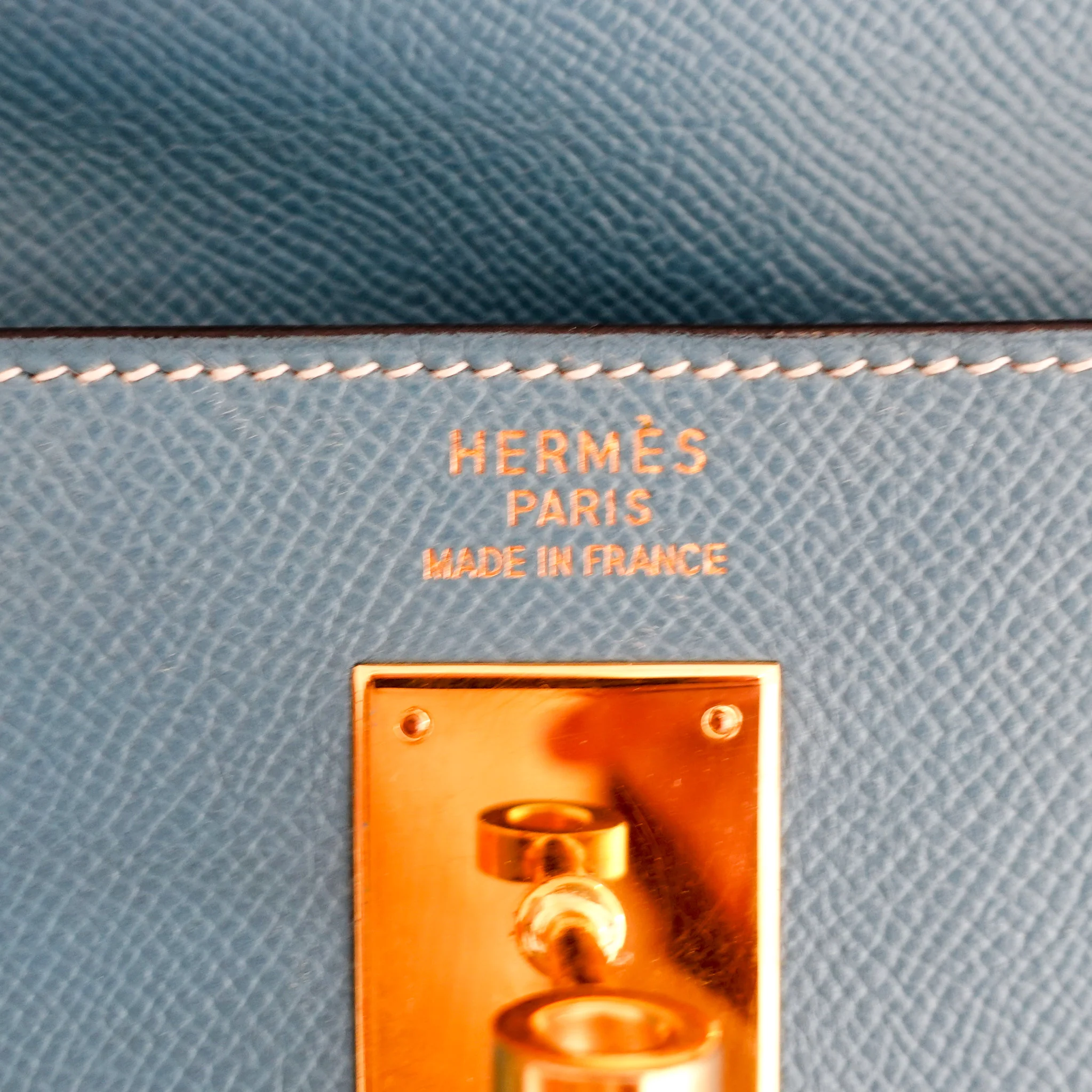 Hermes Kelly 35 - Epsom leather blue jean gold hardware | Authentic Preloved - Image 14