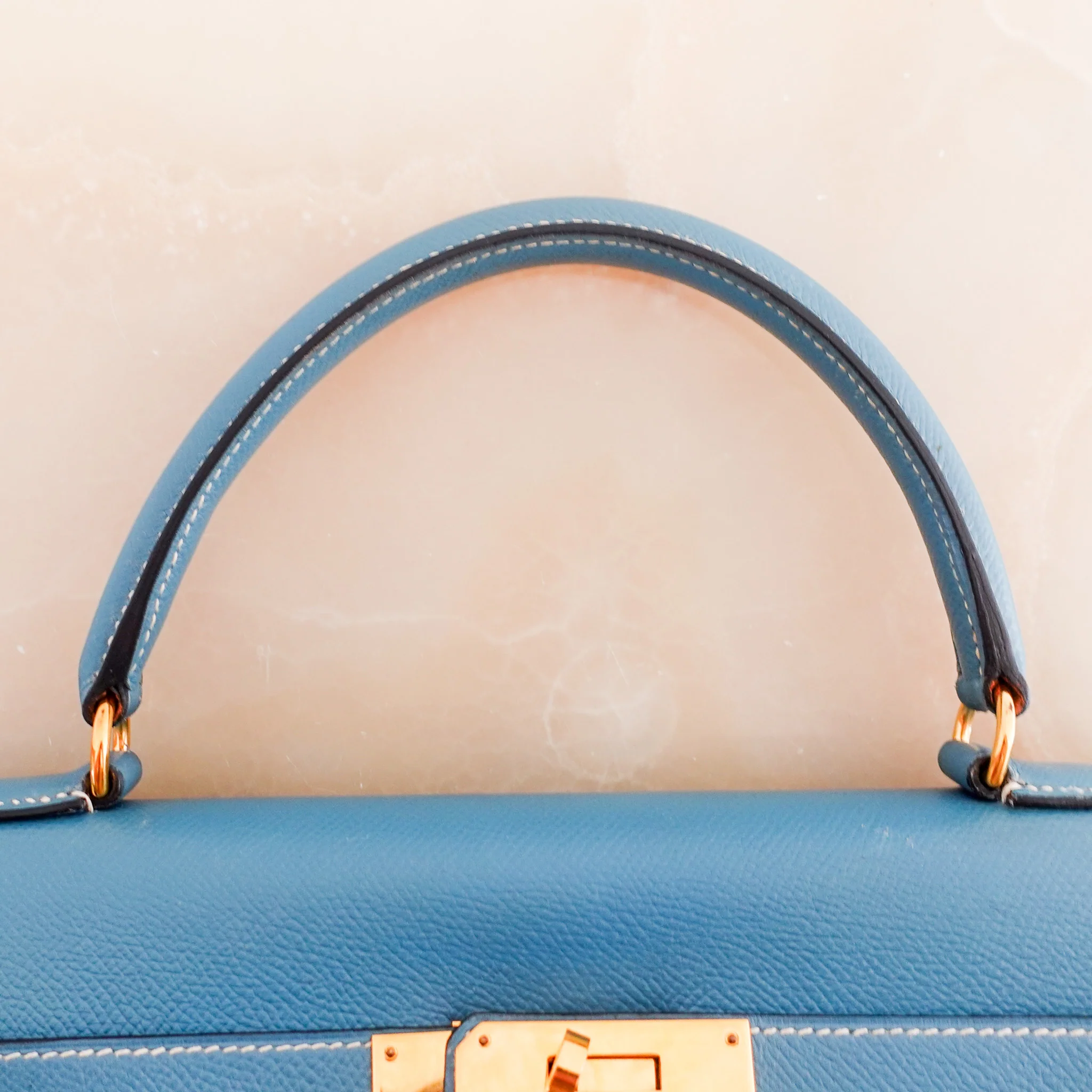 Hermes Kelly 35 - Epsom leather blue jean gold hardware | Authentic Preloved - Image 17