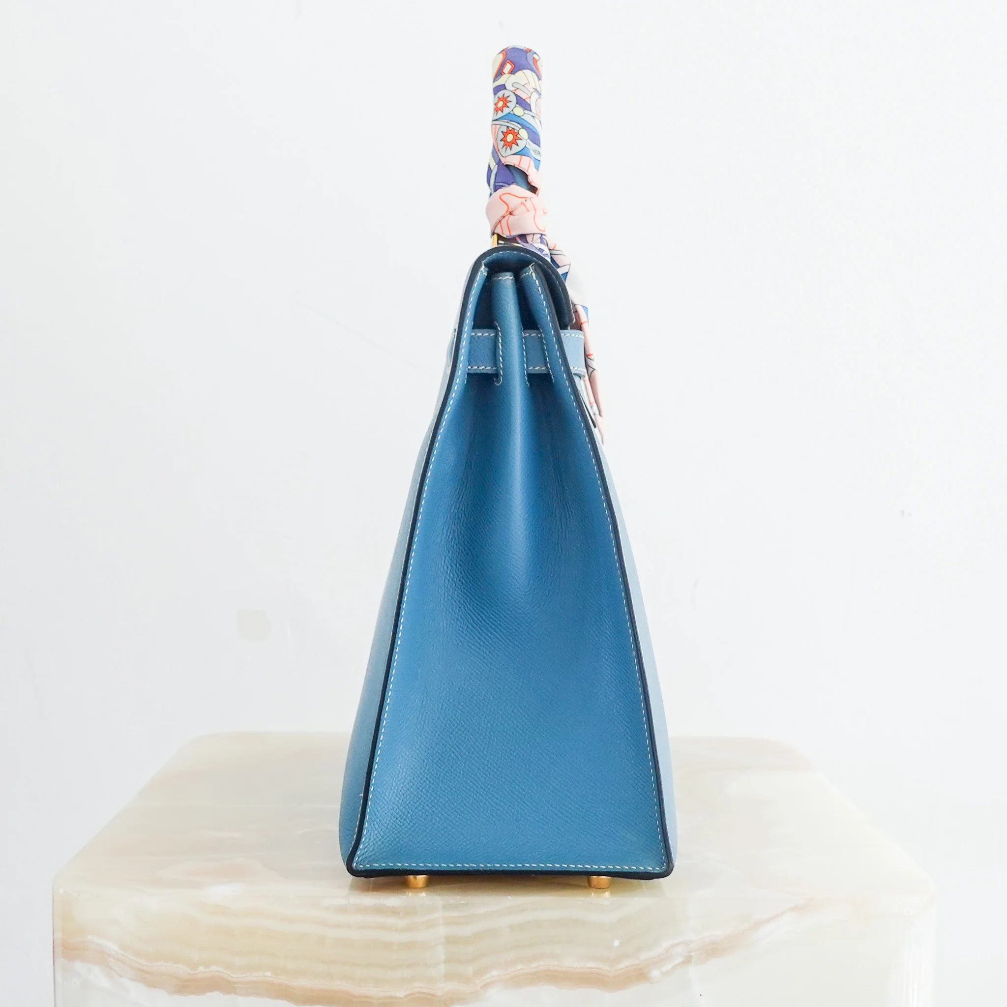 Hermes Kelly 35 - Epsom leather blue jean gold hardware | Authentic Preloved - Image 3