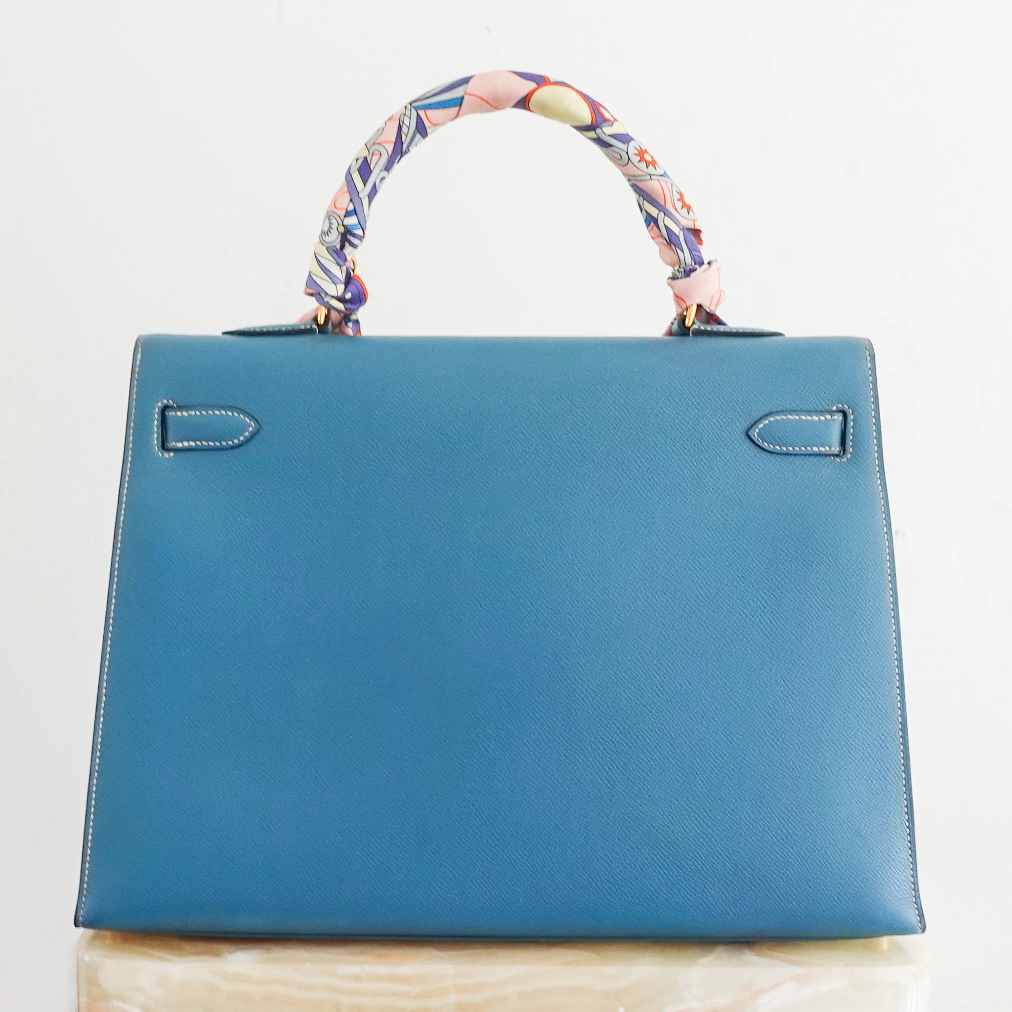 Hermes Kelly 35 - Epsom leather blue jean gold hardware | Authentic Preloved - Image 4
