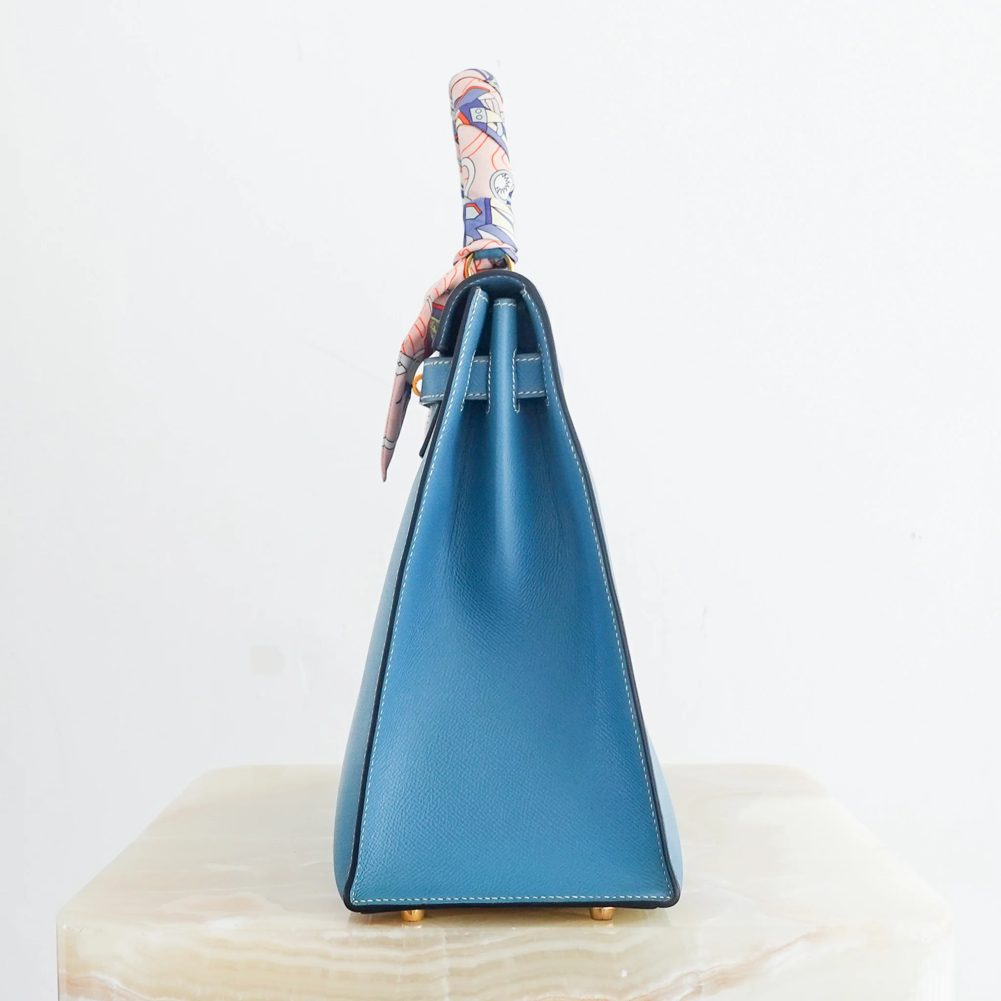 Hermes Kelly 35 - Epsom leather blue jean gold hardware | Authentic Preloved - Image 5