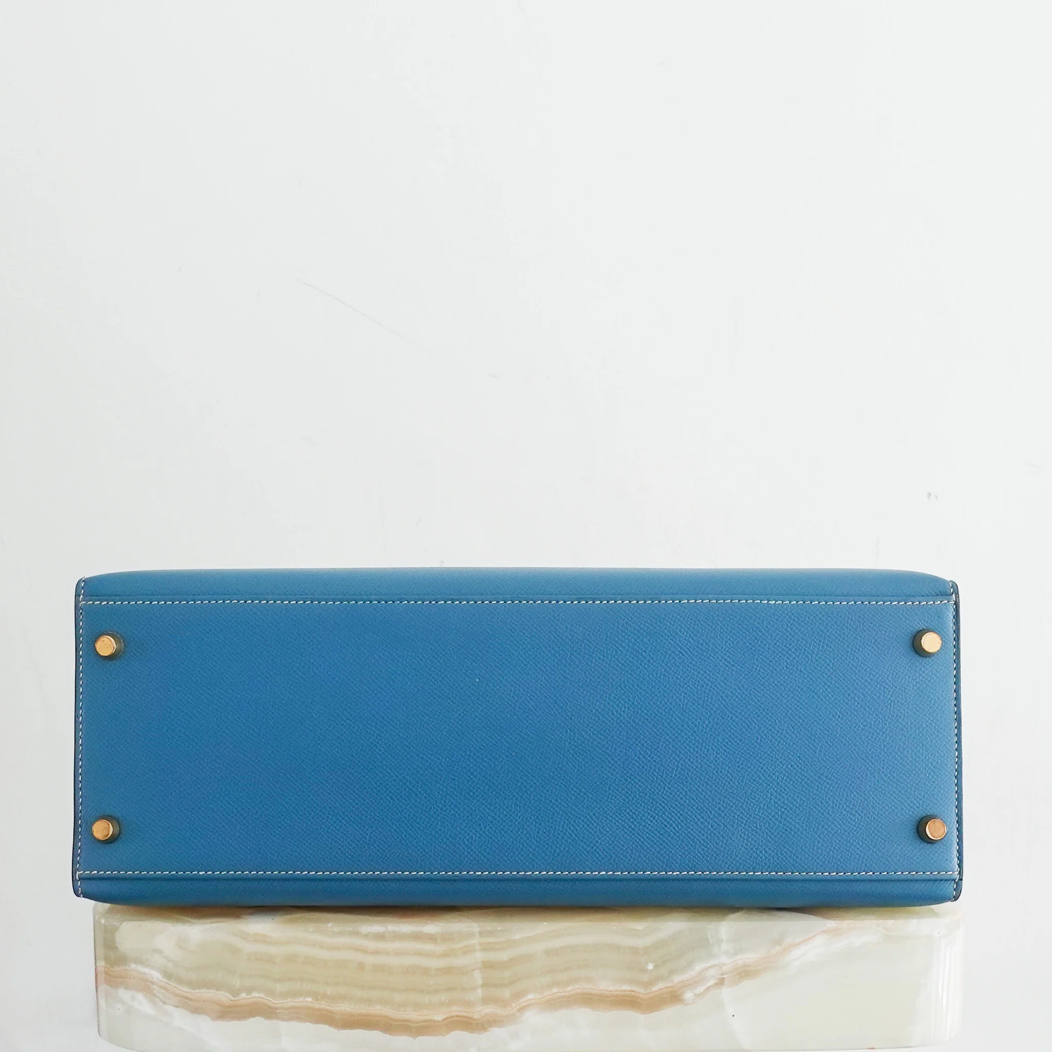 Hermes Kelly 35 - Epsom leather blue jean gold hardware | Authentic Preloved - Image 6