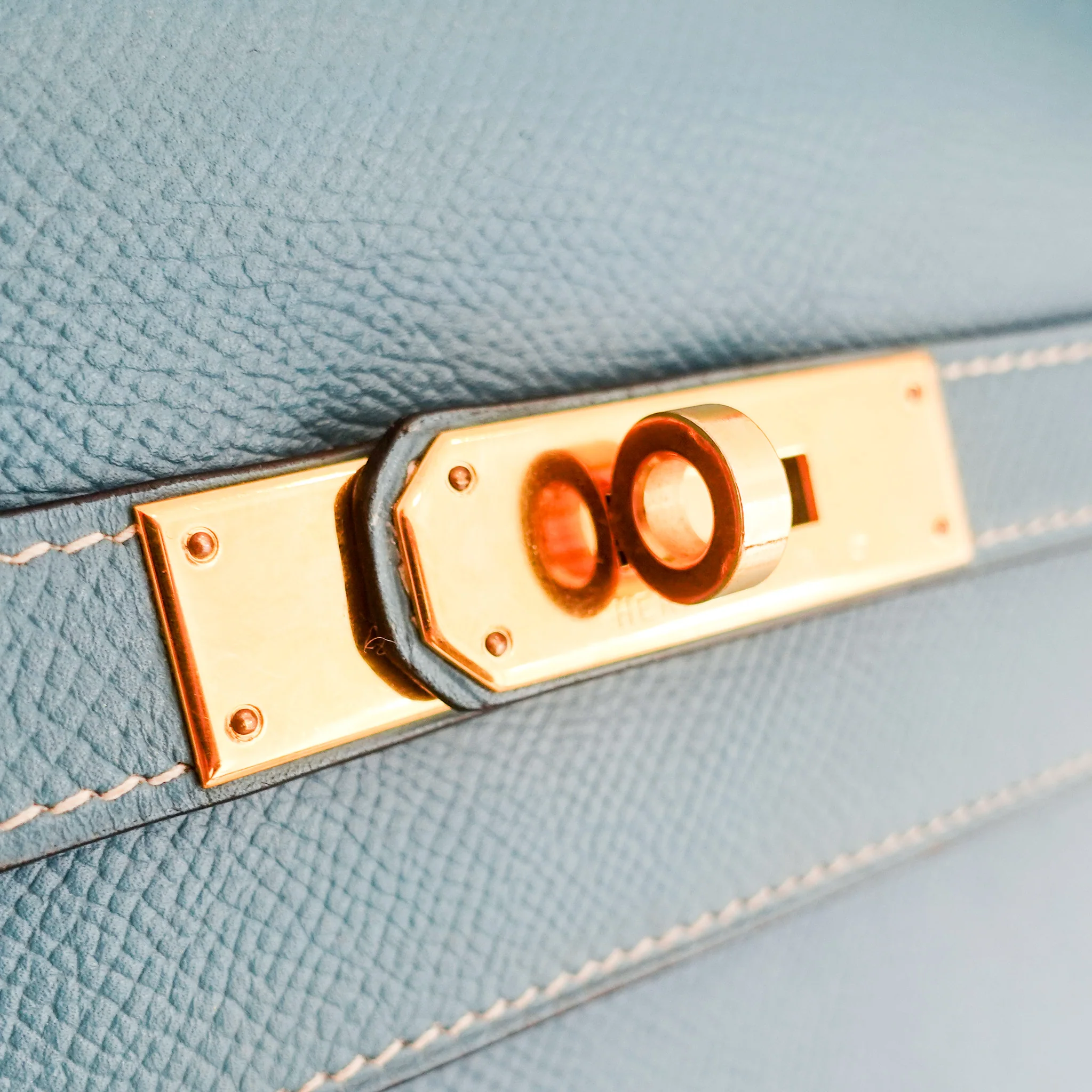 Hermes Kelly 35 - Epsom leather blue jean gold hardware | Authentic Preloved - Image 9