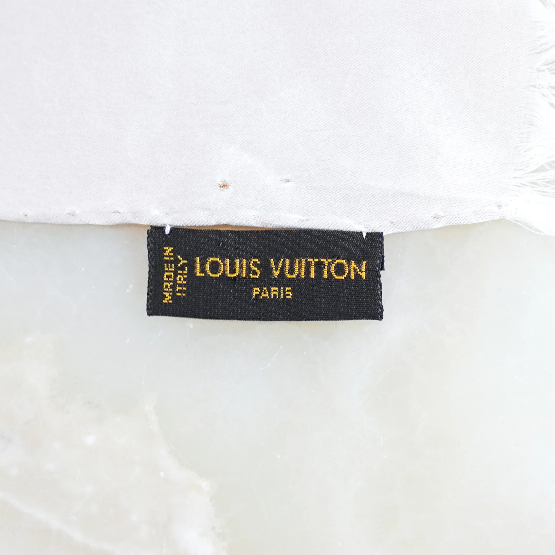 Louis Vuitton Beige Monogram Silk Scarf RRP £400 | Authentic Preloved FINAL SALE - Image 3