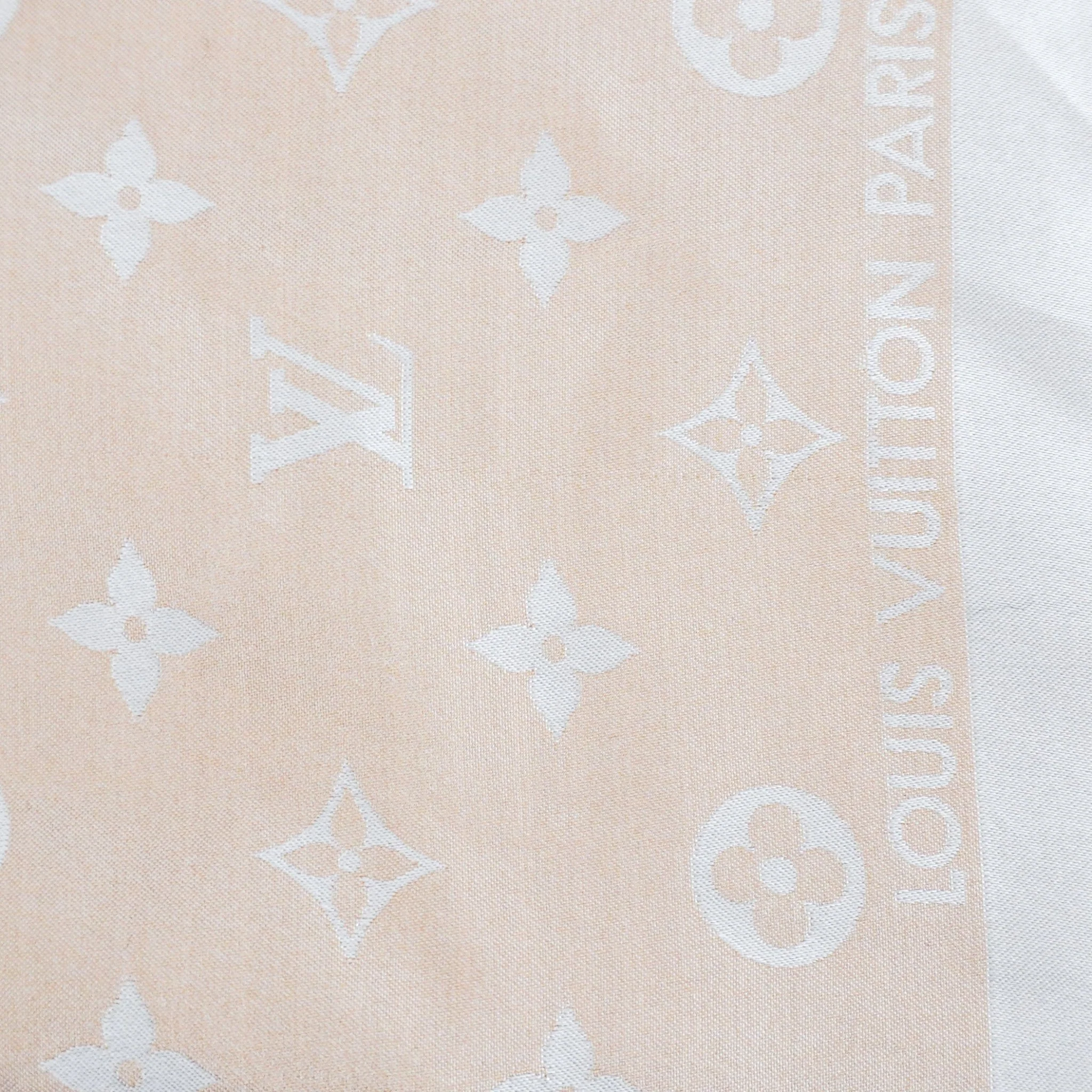 Louis Vuitton Beige Monogram Silk Scarf RRP £400 | Authentic Preloved FINAL SALE - Image 5