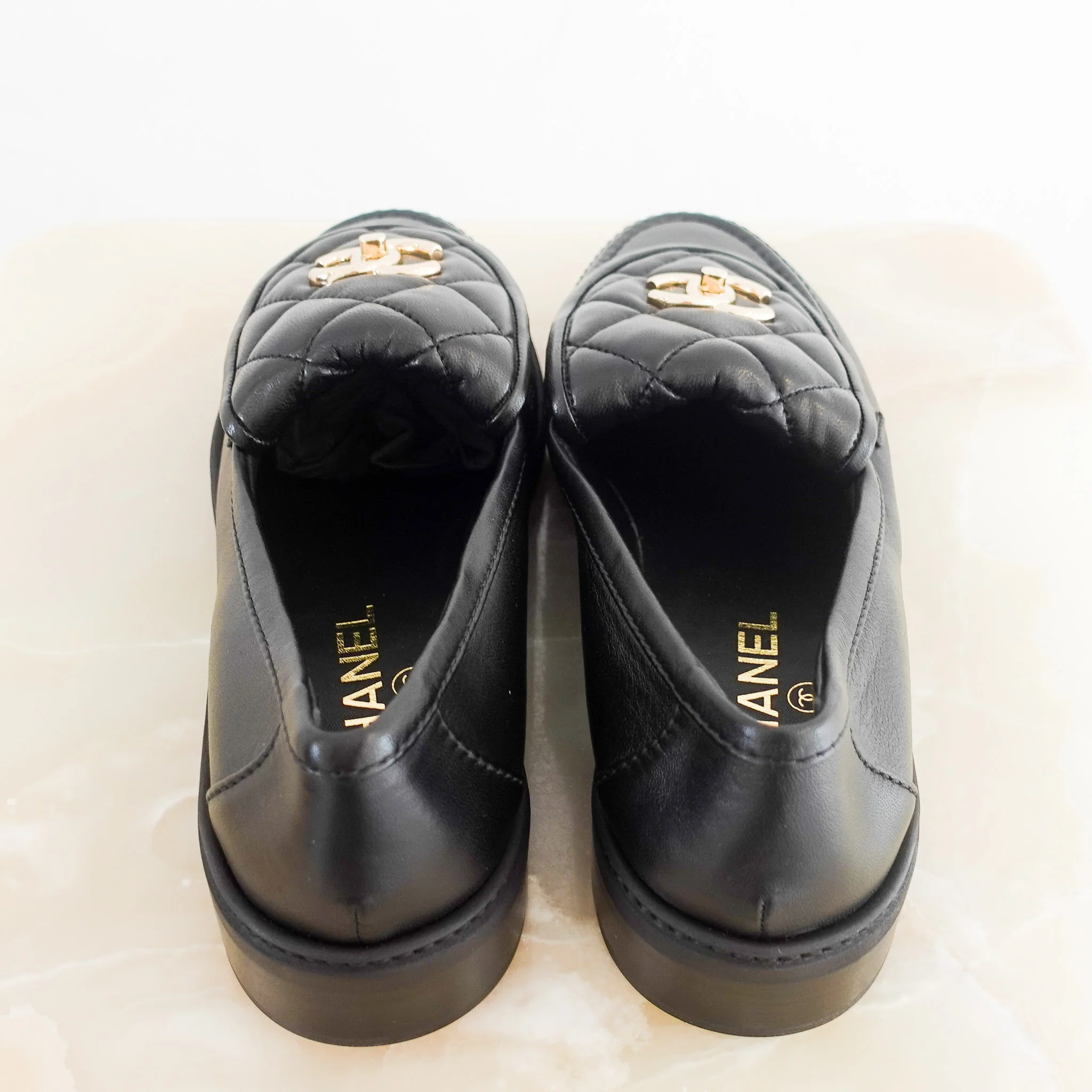 NEW Chanel Quilted Lambskin CC turn-lock Loafers RRP £1300 | Authentic Preloved - Image 4